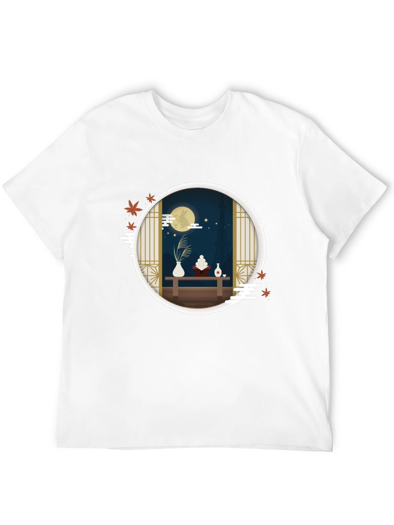 Black Japanese Moon Viewing Festival T-Shirt view 12