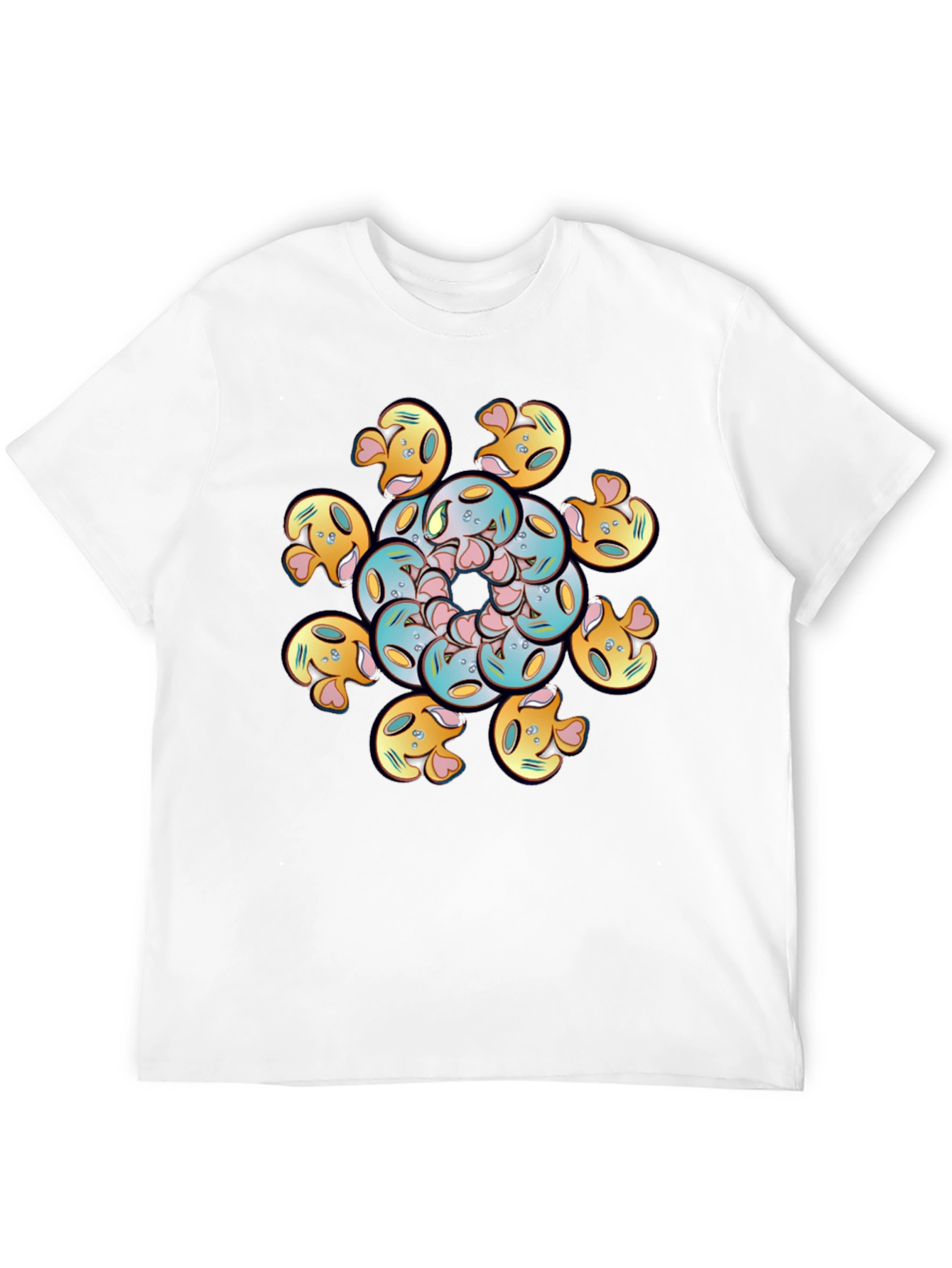 Black Whimsical Emoji Mandala Tee view 12