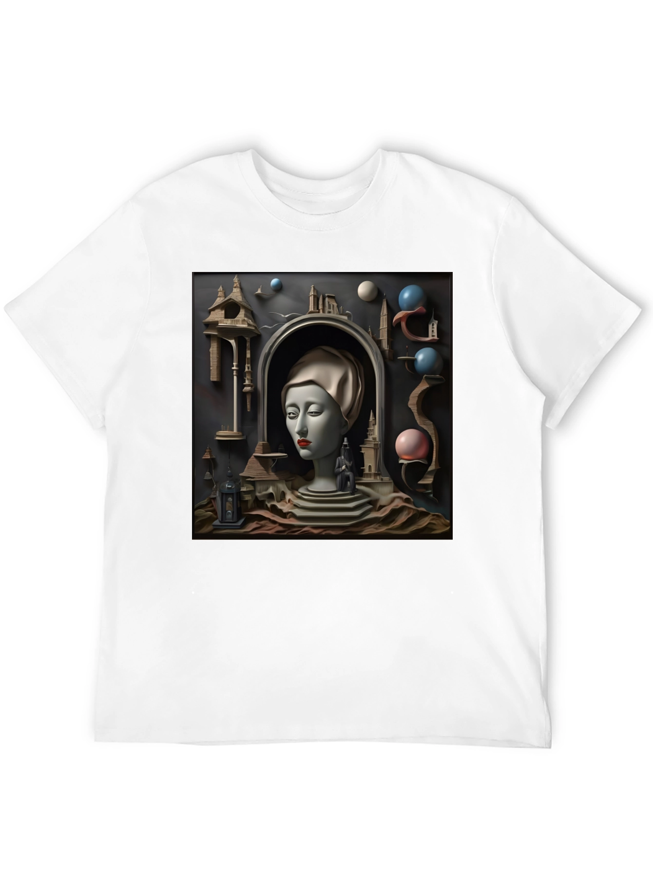 Black Surrealist Black T-Shirt with Dreamscape Design view 12