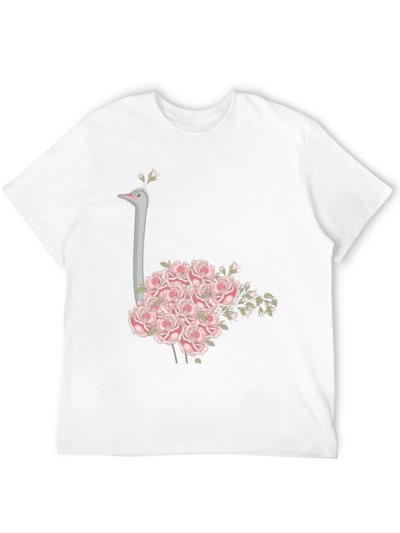 Black Ostrich Floral T-Shirt - Unique Graphic Tee view 12