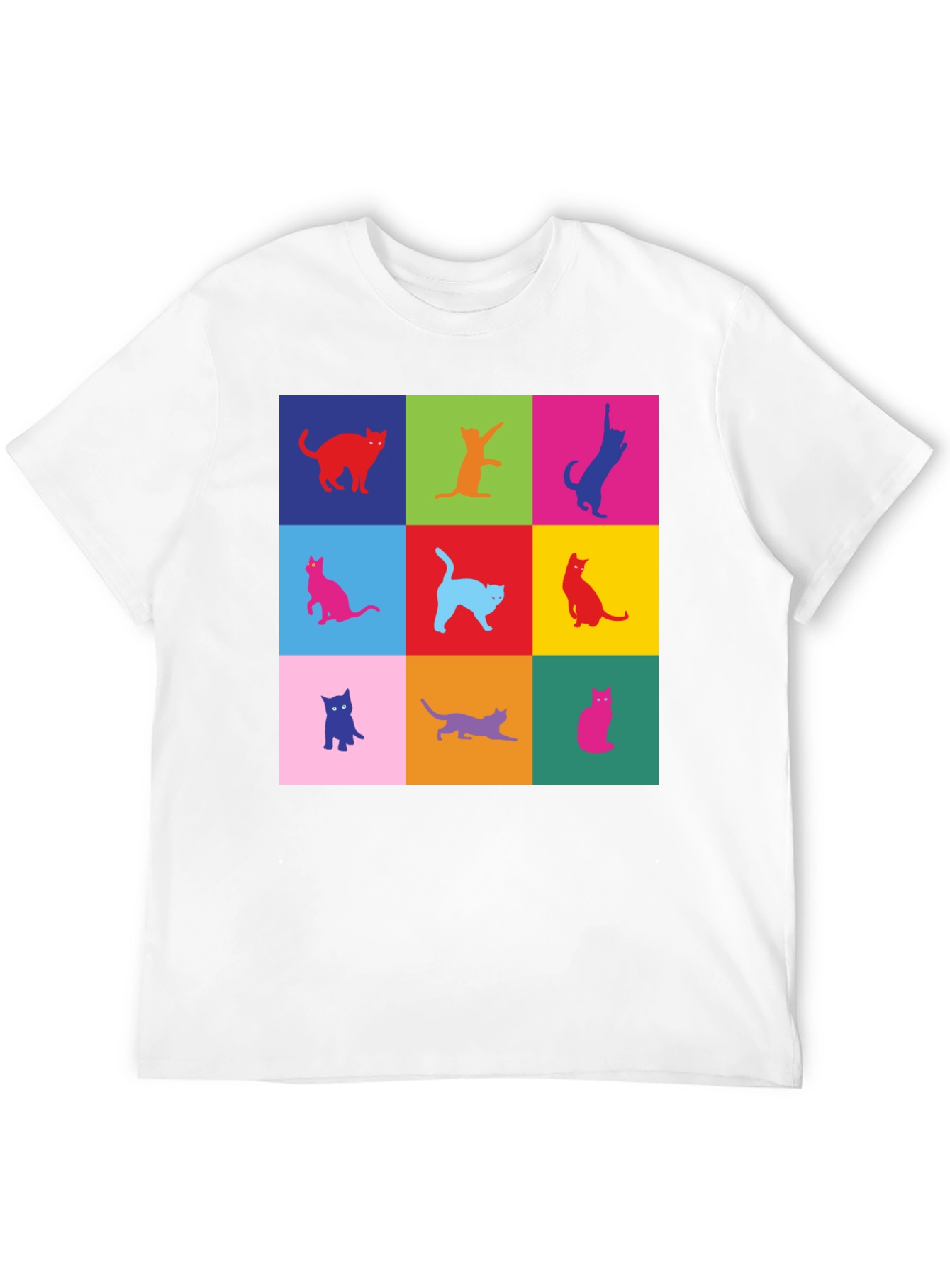 Black Colorful Cats Graphic T-Shirt view 12