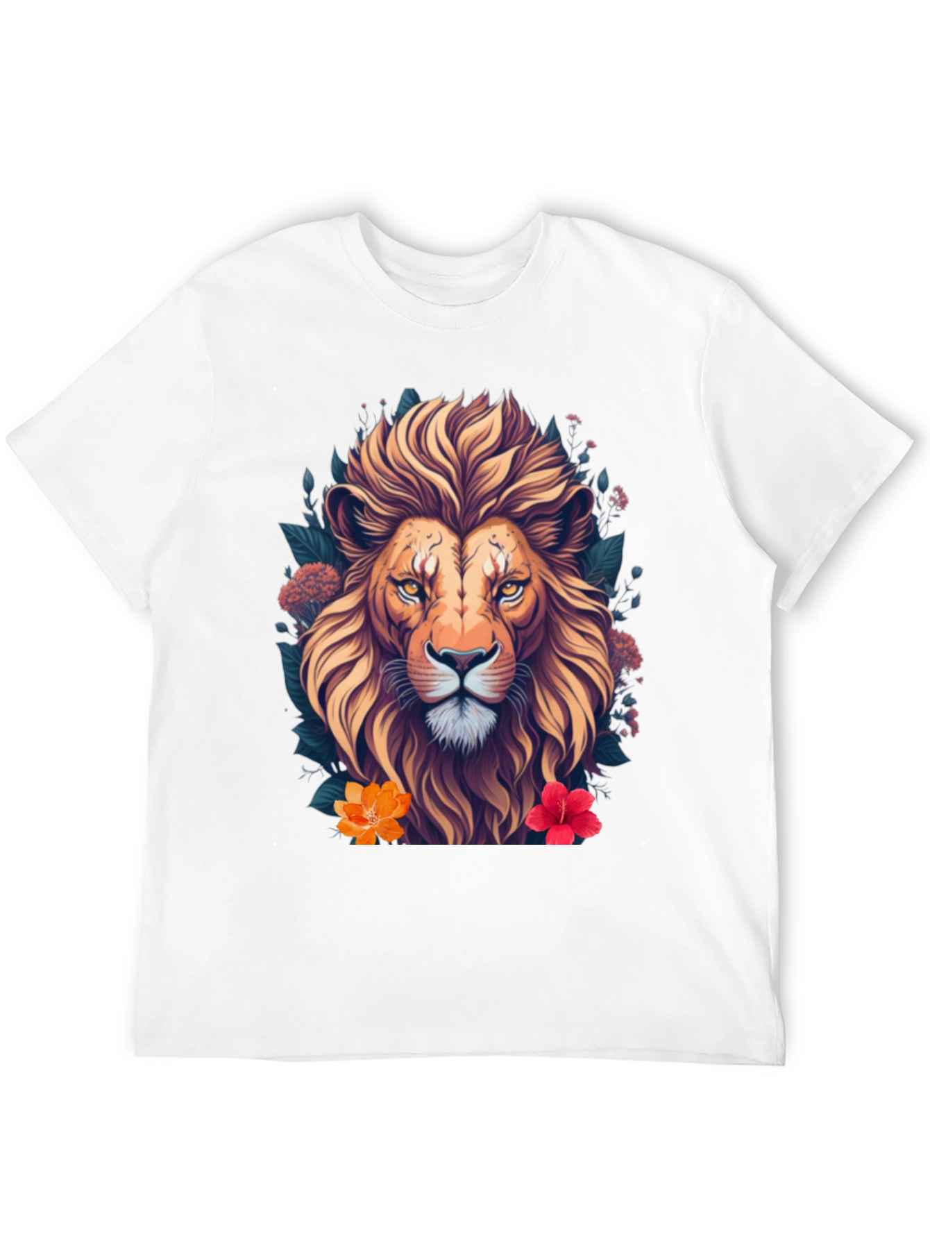 Black Lion Floral T-Shirt, Unique Graphic Tee view 12
