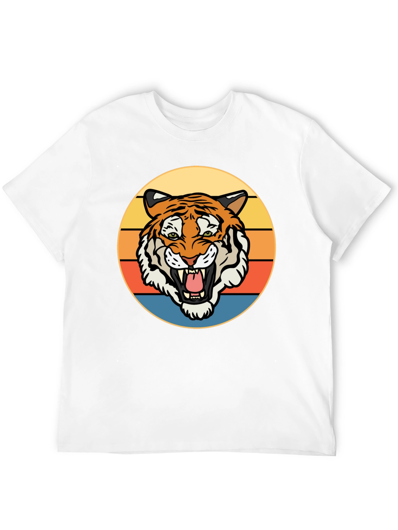 Black Retro Tiger Graphic T-Shirt - Men's Short Sleeve Crew Neck Tee view 12