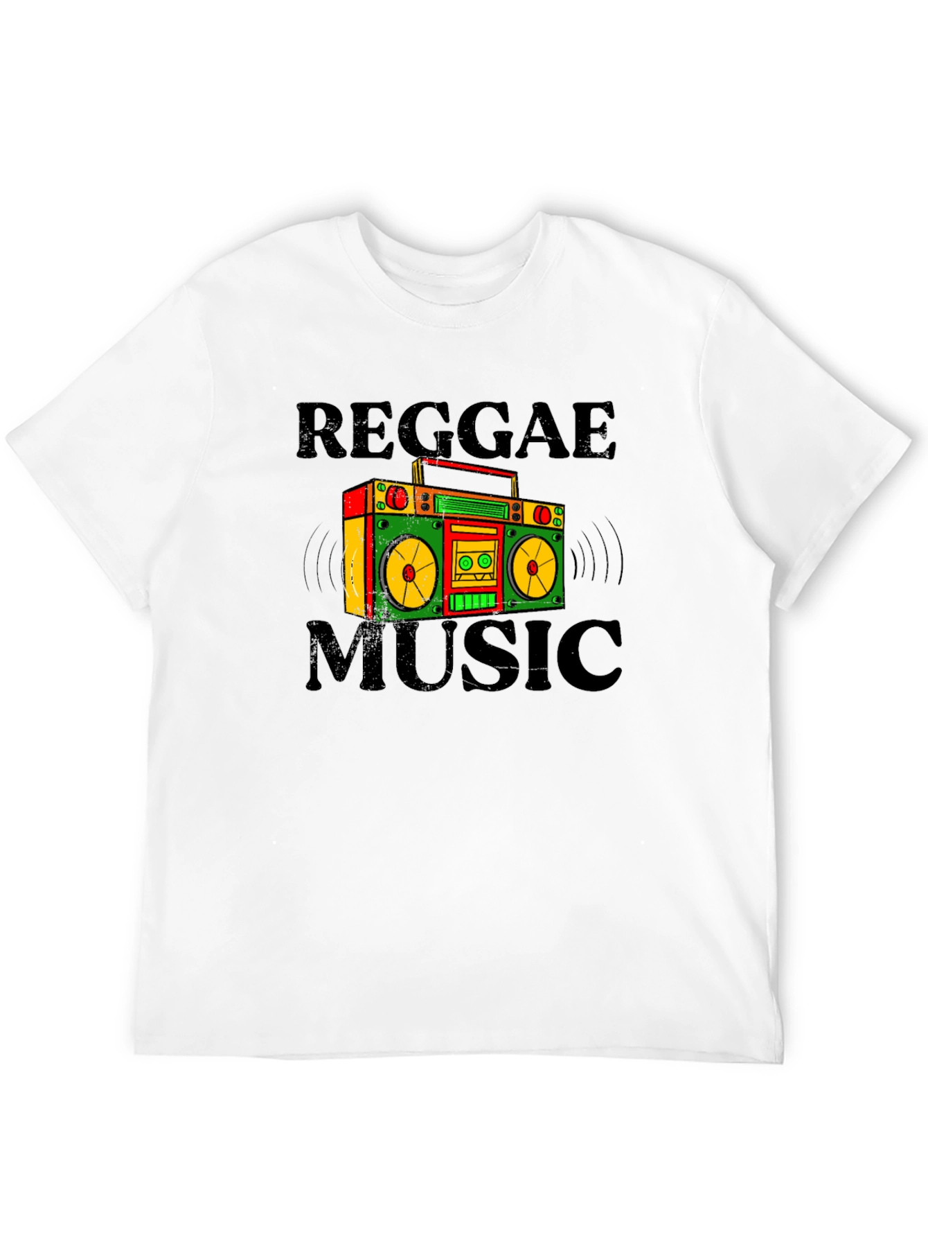 Black Reggae Music Boombox Graphic T-Shirt view 12