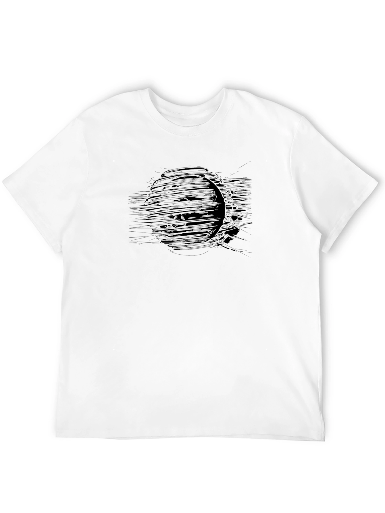 Black Abstract Graphic Black Crew Neck T-Shirt view 12