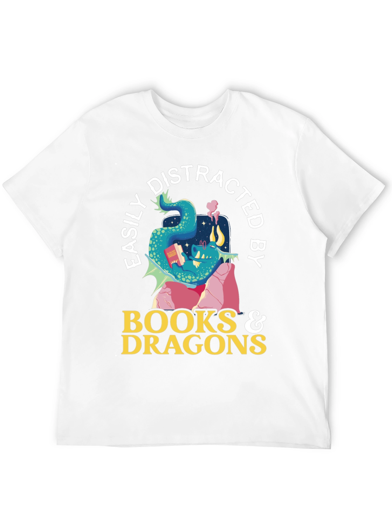 Black Easily Distracted by Books and Dragons T-Shirt view 12