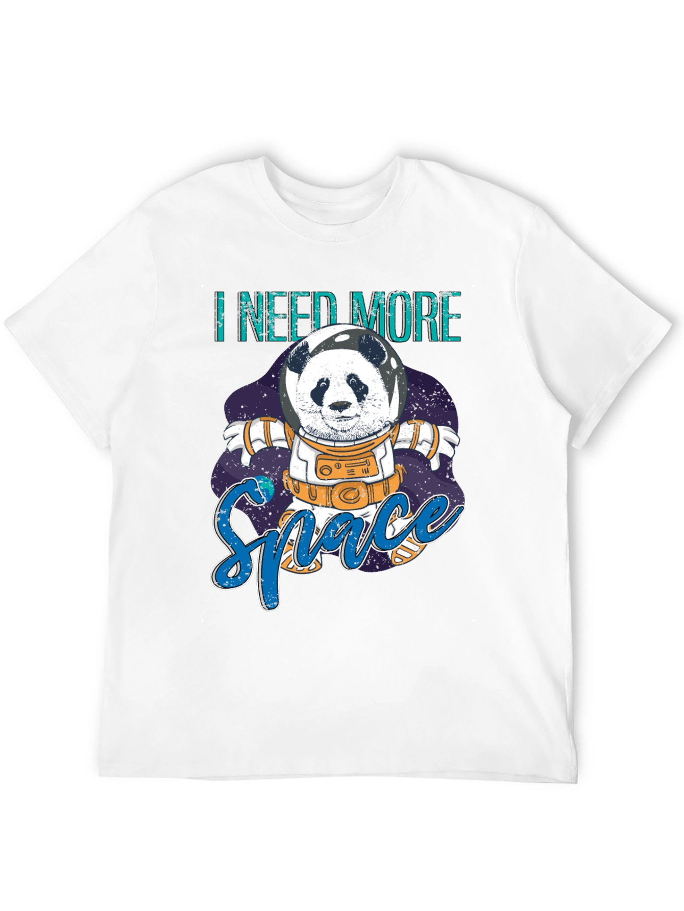 Black I Need More Space Panda Astronaut Graphic T-Shirt view 12