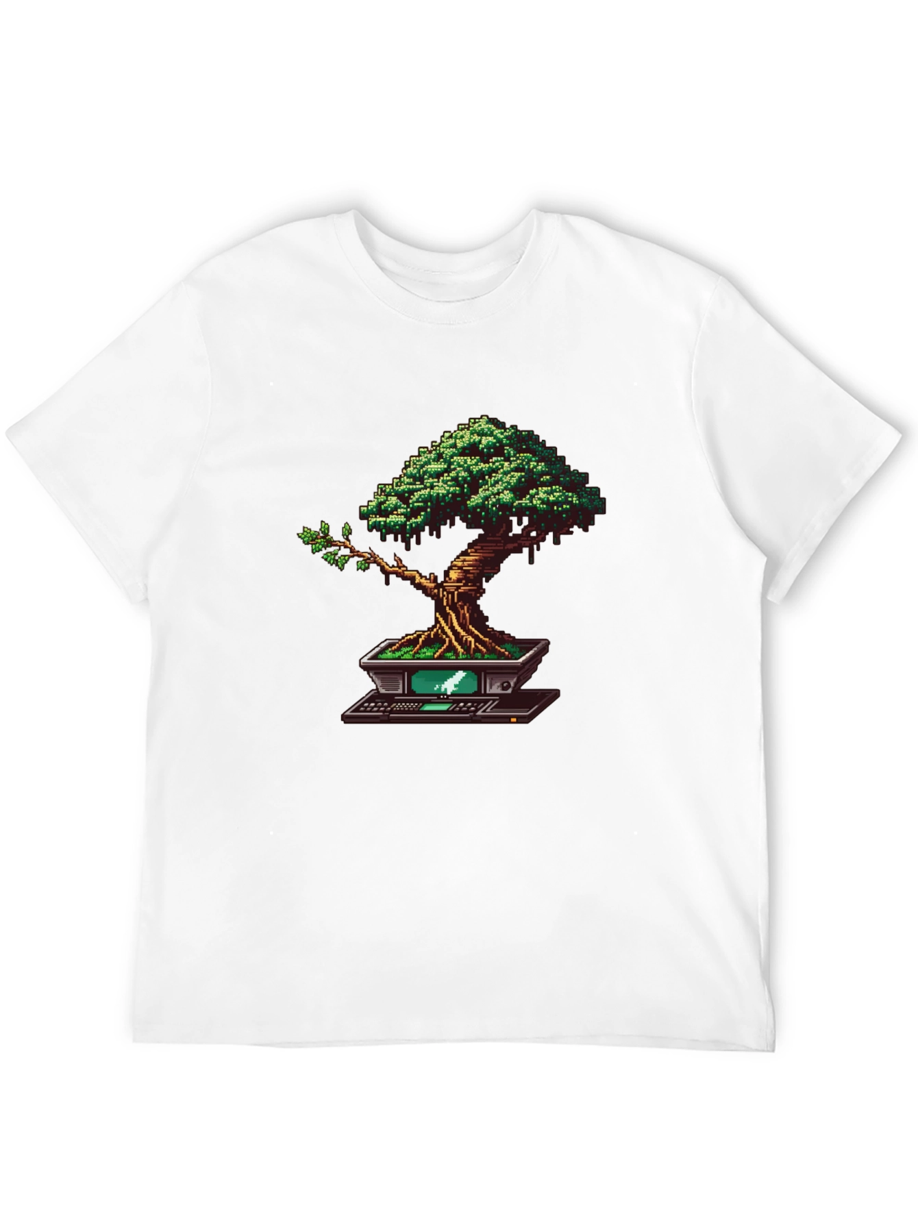 Black Pixel Bonsai Tree T-Shirt view 12