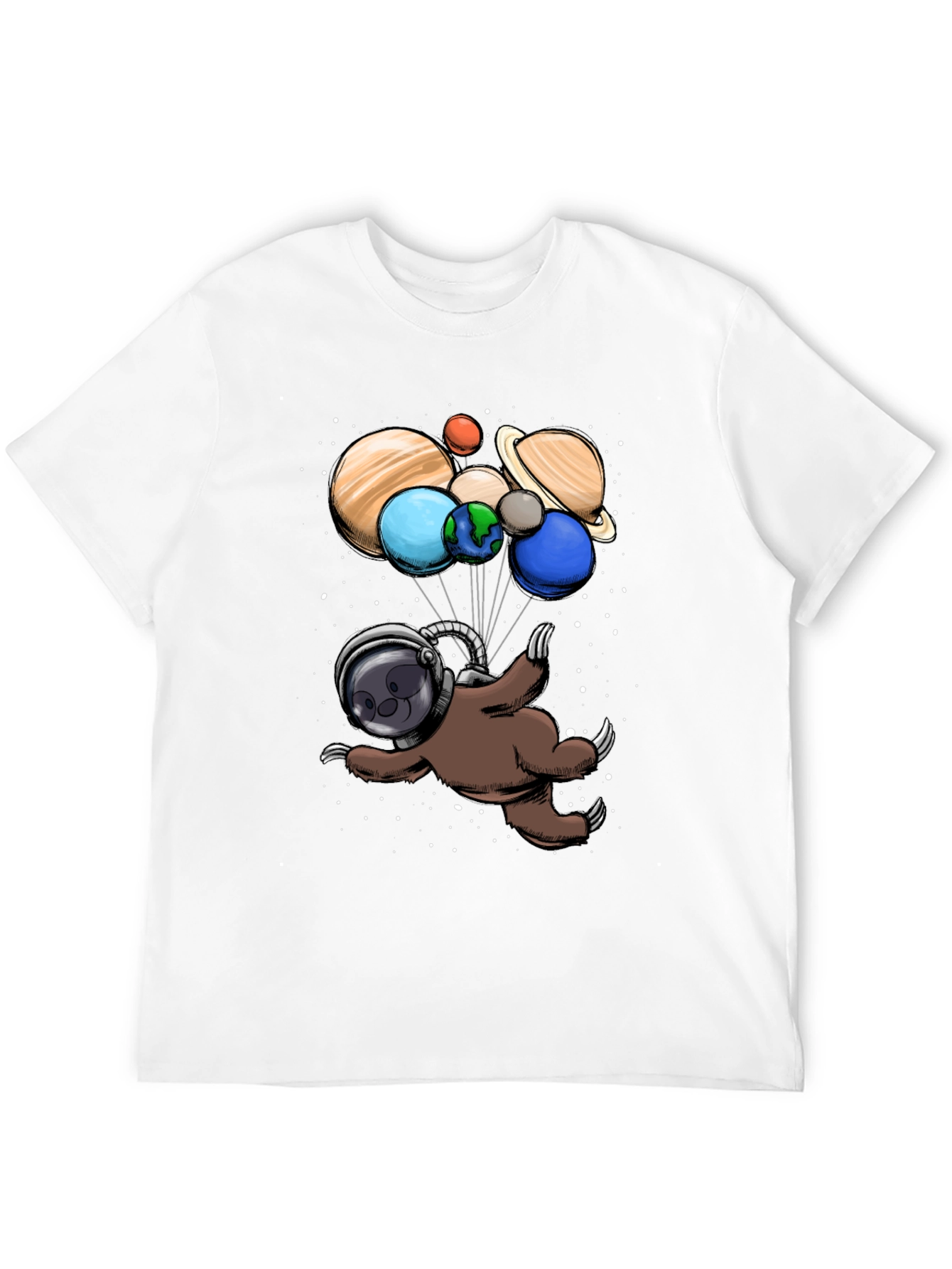 Black Astronaut Sloth Graphic T-Shirt view 12