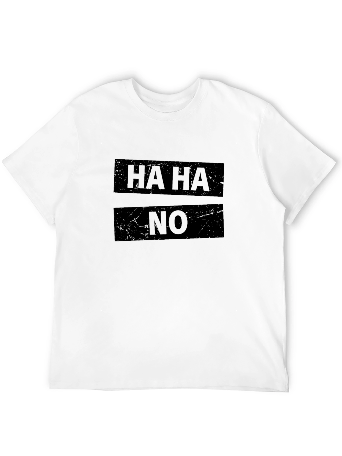 Black Humorous 'HA HA NO' Graphic Black T-Shirt view 12
