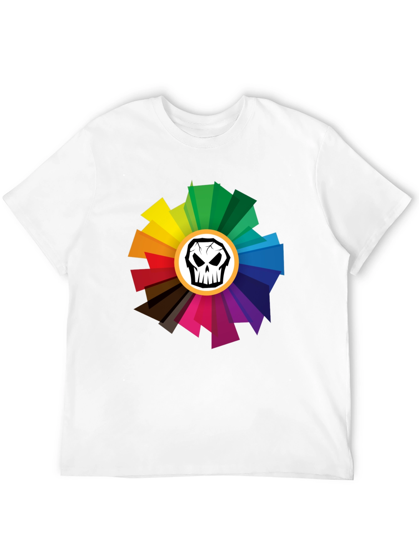 Black Skull Color Wheel Black T-Shirt - Unique Design view 12