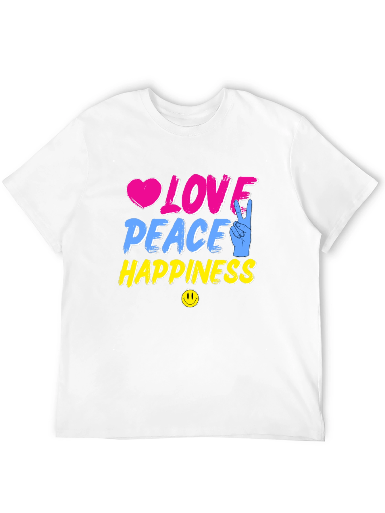 Black Love Peace Happiness Graphic T-Shirt view 12