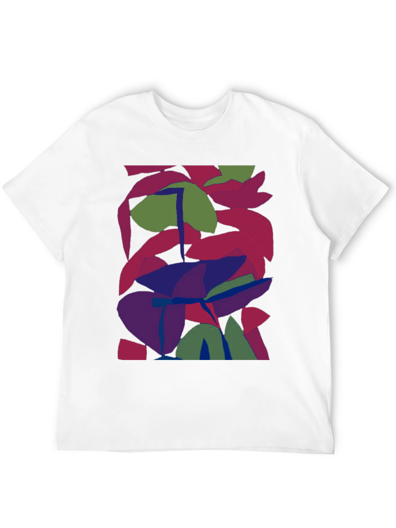Black Abstract Leaf Design Black T-Shirt view 12