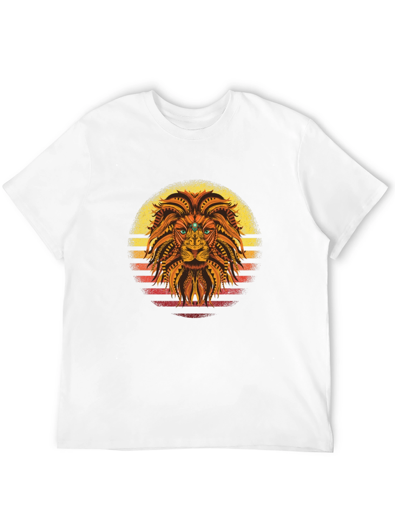 Black Lion Sunset Graphic Tee - Unique Tribal Design view 12