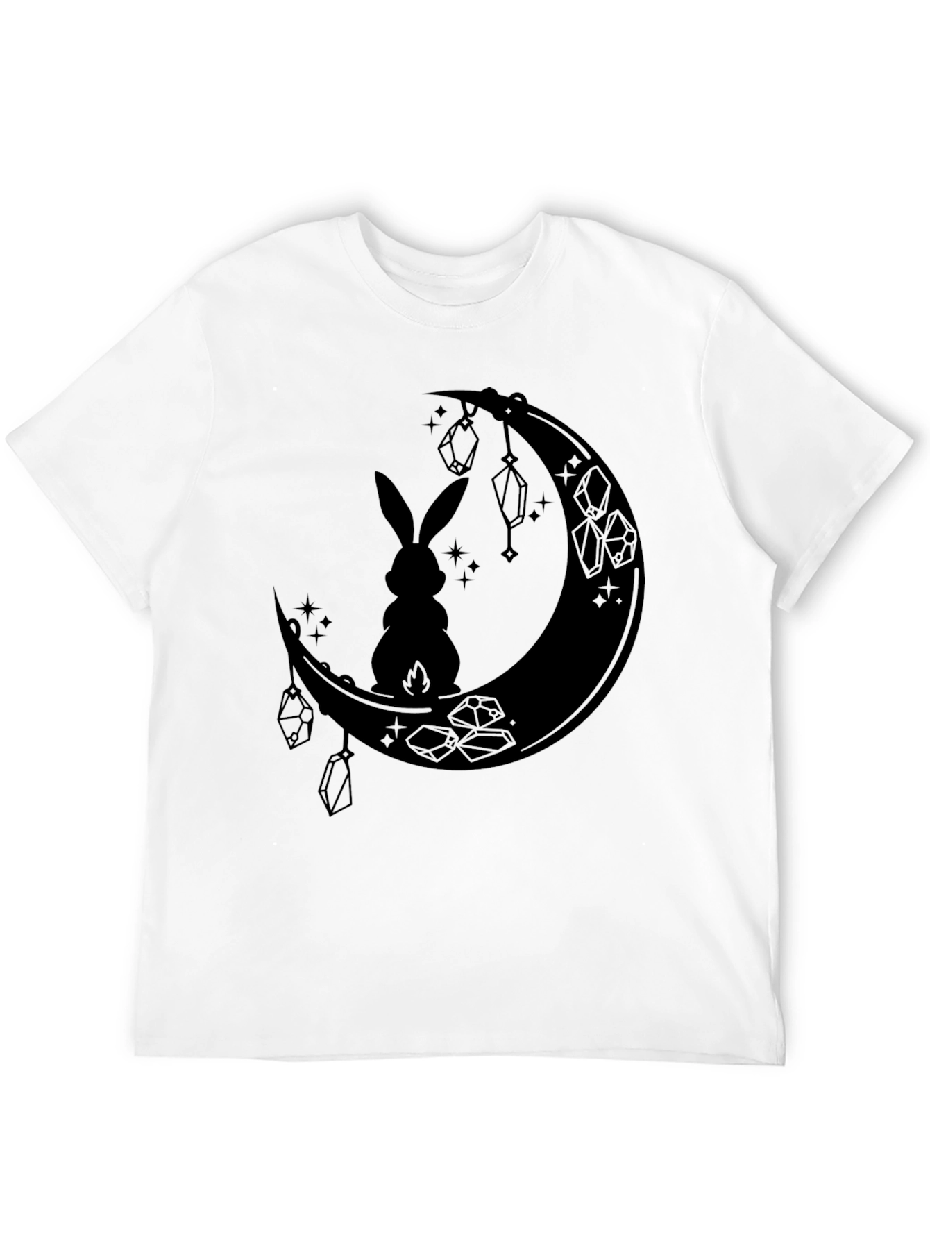 Black Moonlit Hare Graphic Tee - Stylish Black T-Shirt view 12