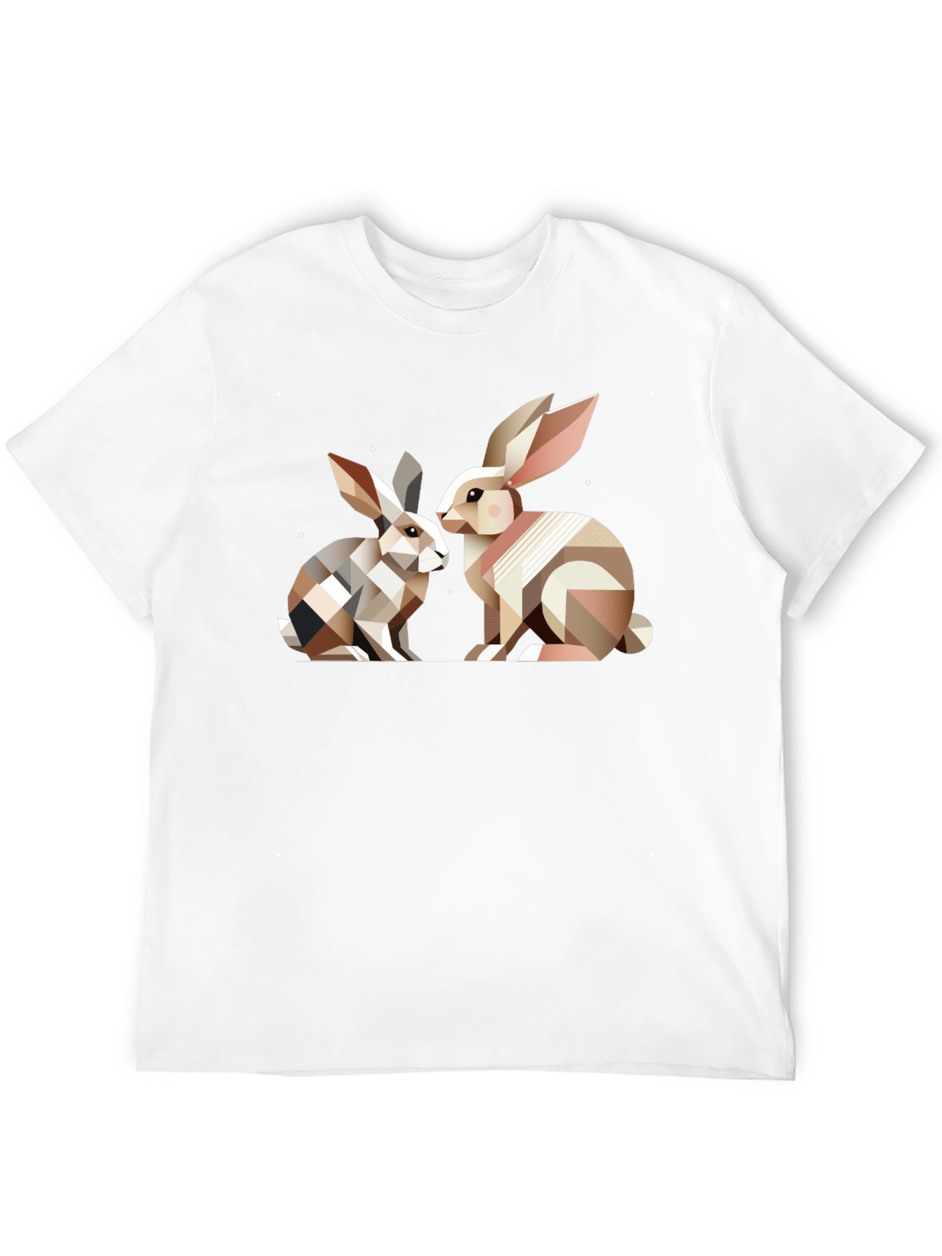 Black Geometric Rabbit T-Shirt - Abstract Bunny Design view 12