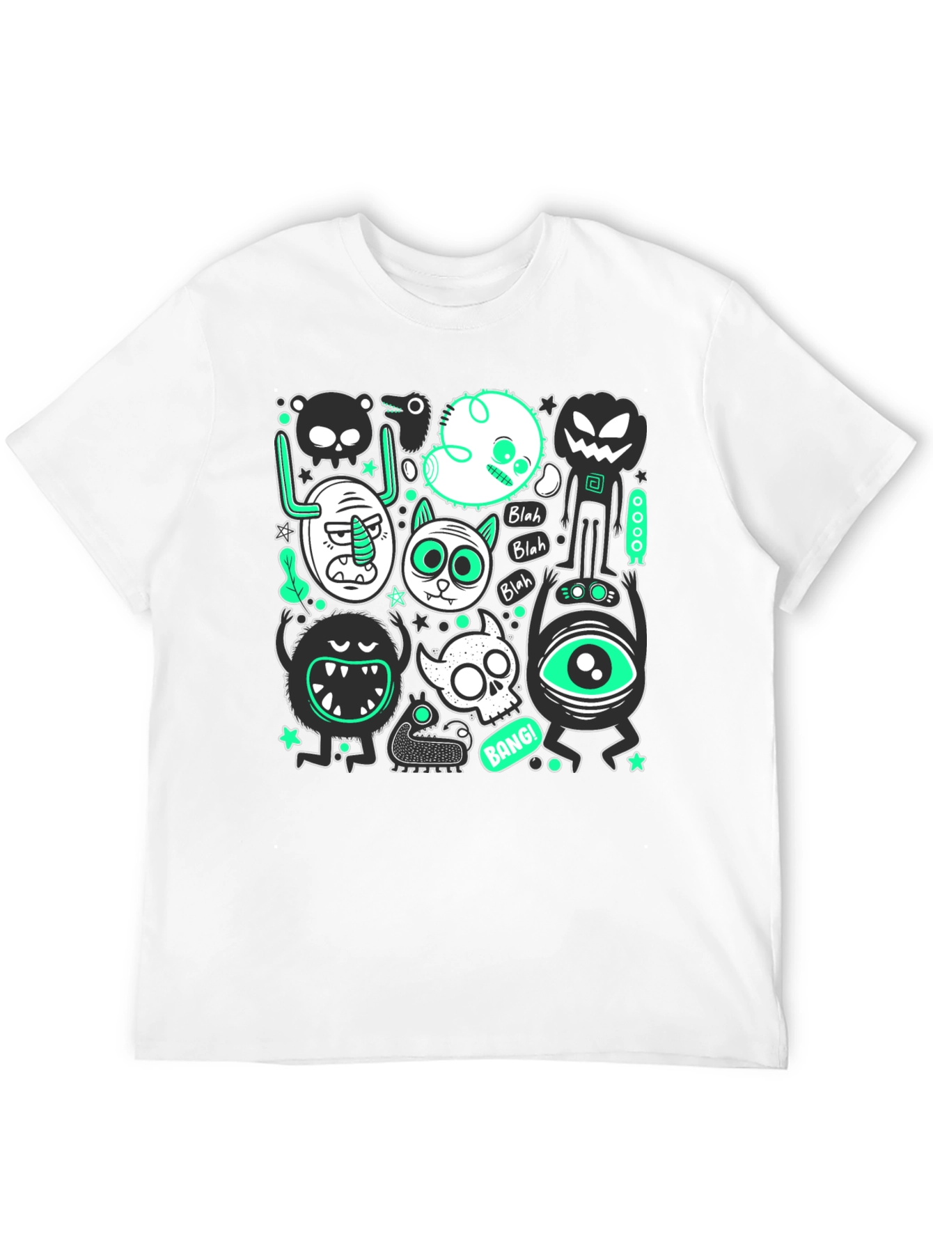 Black Monster Graphic Print Crew Neck Men's T-Shirt view 12