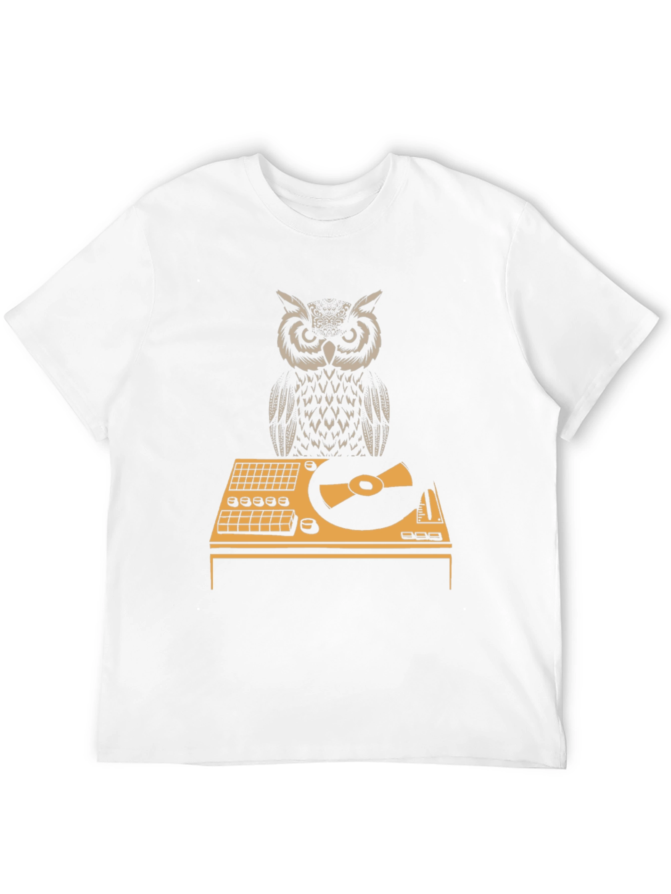 Black DJ Owl Graphic Tee - Black Cotton T-Shirt view 12