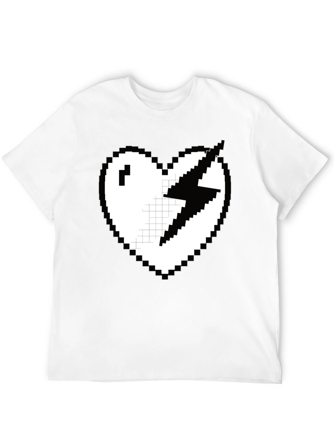Black Pixel Heart Lightning Bolt Graphic Tee - Black view 12