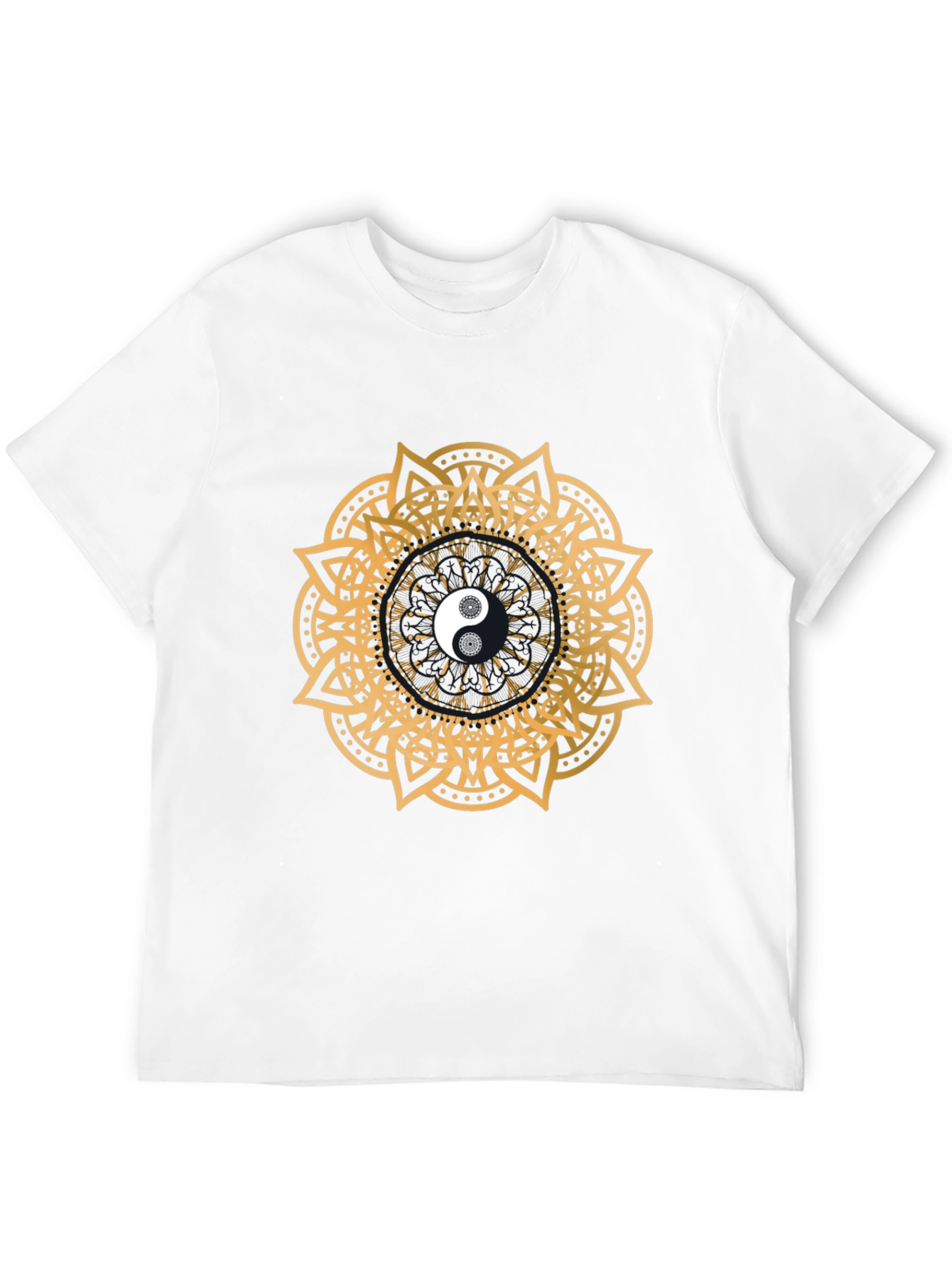 Black Yin Yang Mandala Graphic Black T-Shirt view 12