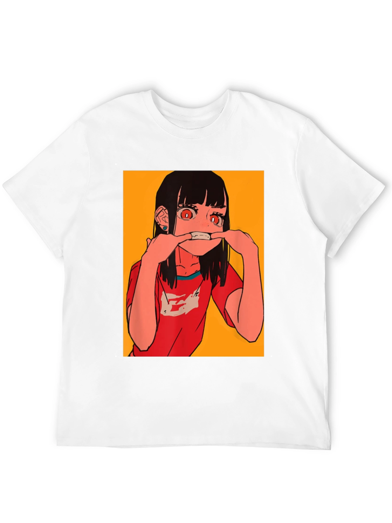 Black Anime Girl Graphic Tee - Black Cotton Blend T-Shirt view 12