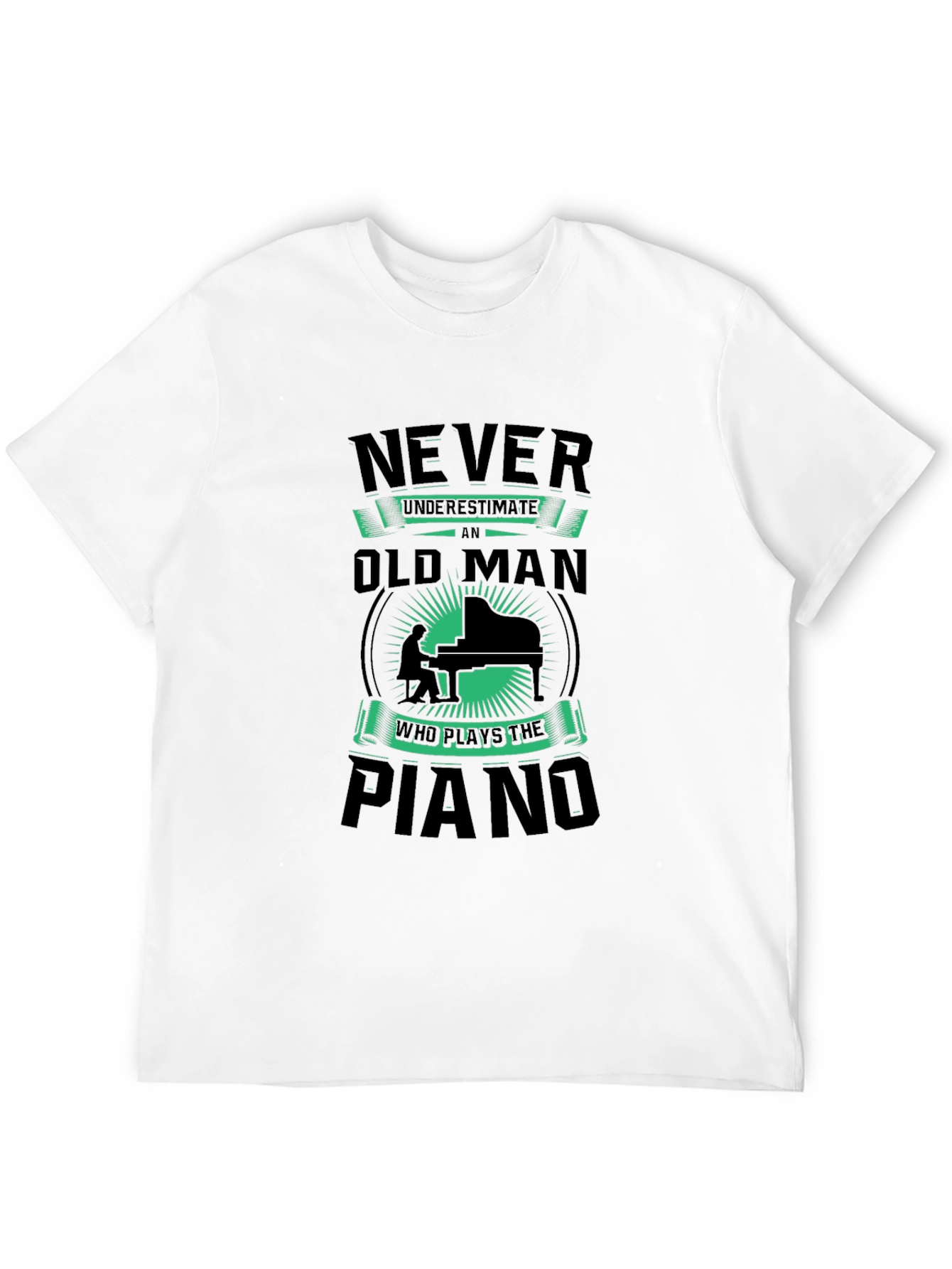 Black Never Underestimate Old Man Piano T-Shirt view 12