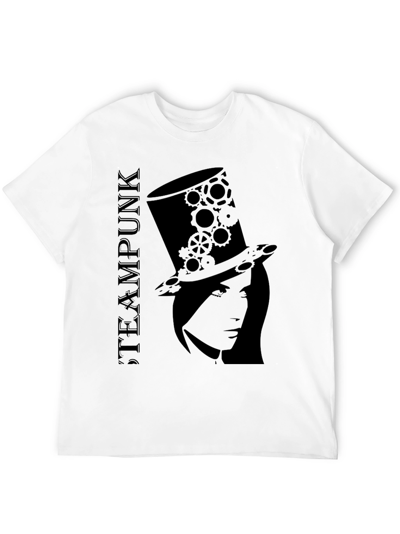 Black Steampunk Top Hat Woman Black T-Shirt view 12