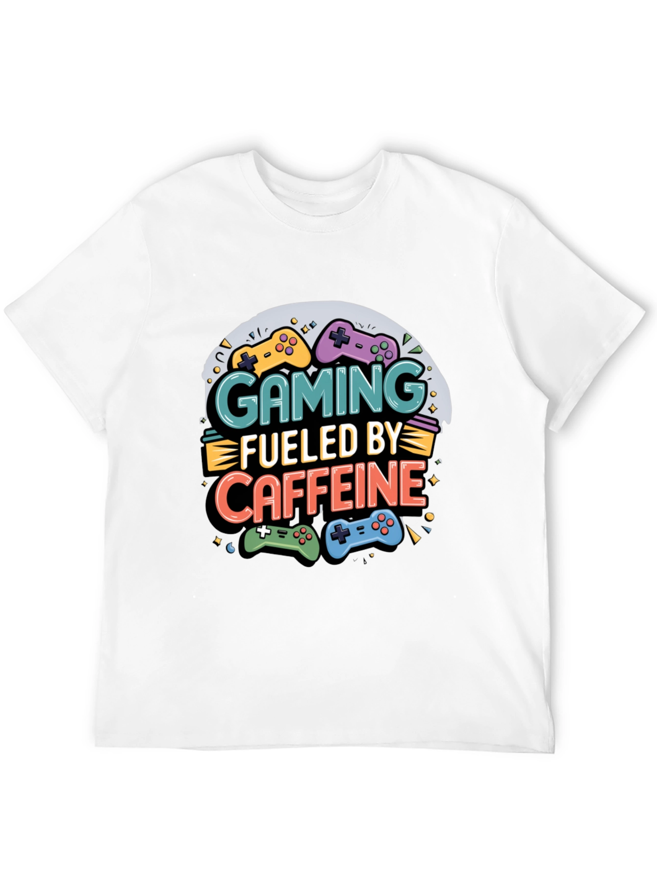 Black Gaming Fueled by Caffeine Graphic T-Shirt view 12