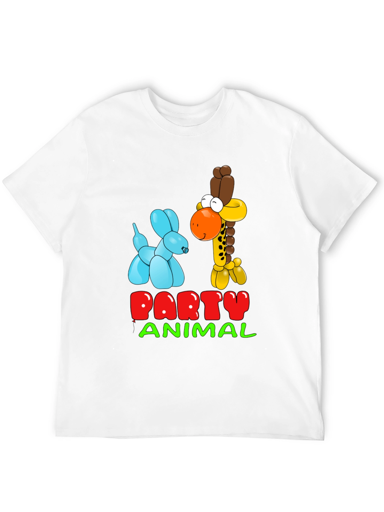 Black Party Animal T-Shirt with Balloon Giraffe and Dog Design view 12