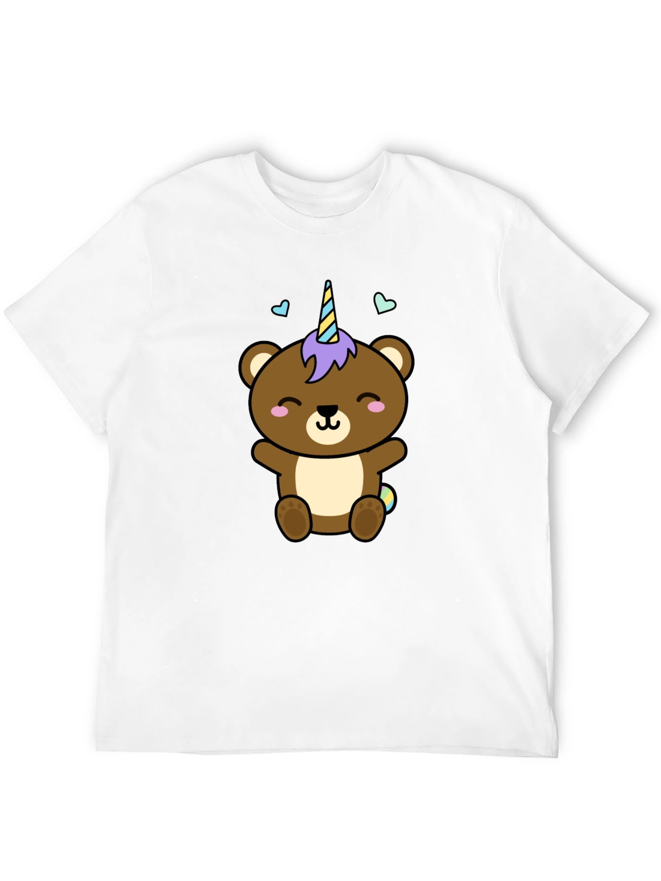 Black Cute Unicorn Bear Black T-Shirt view 12