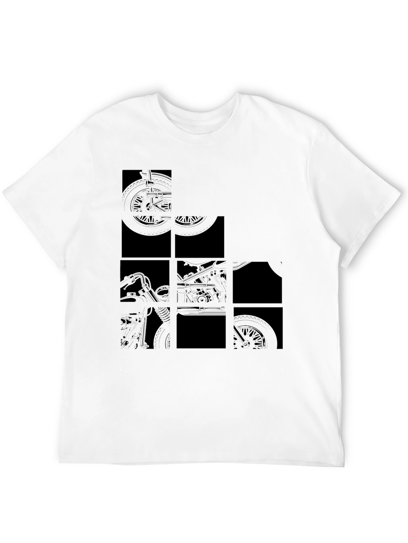 Black Men's Black Motorcycle Graphic T-Shirt view 12