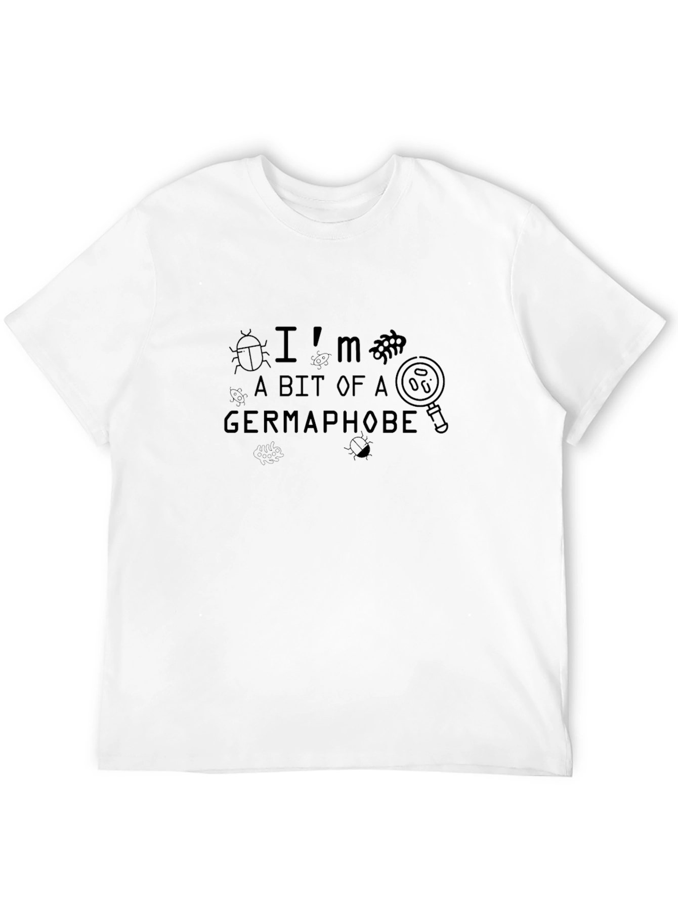 Black Germaphobe Graphic T-Shirt - Novelty Bug Design view 12