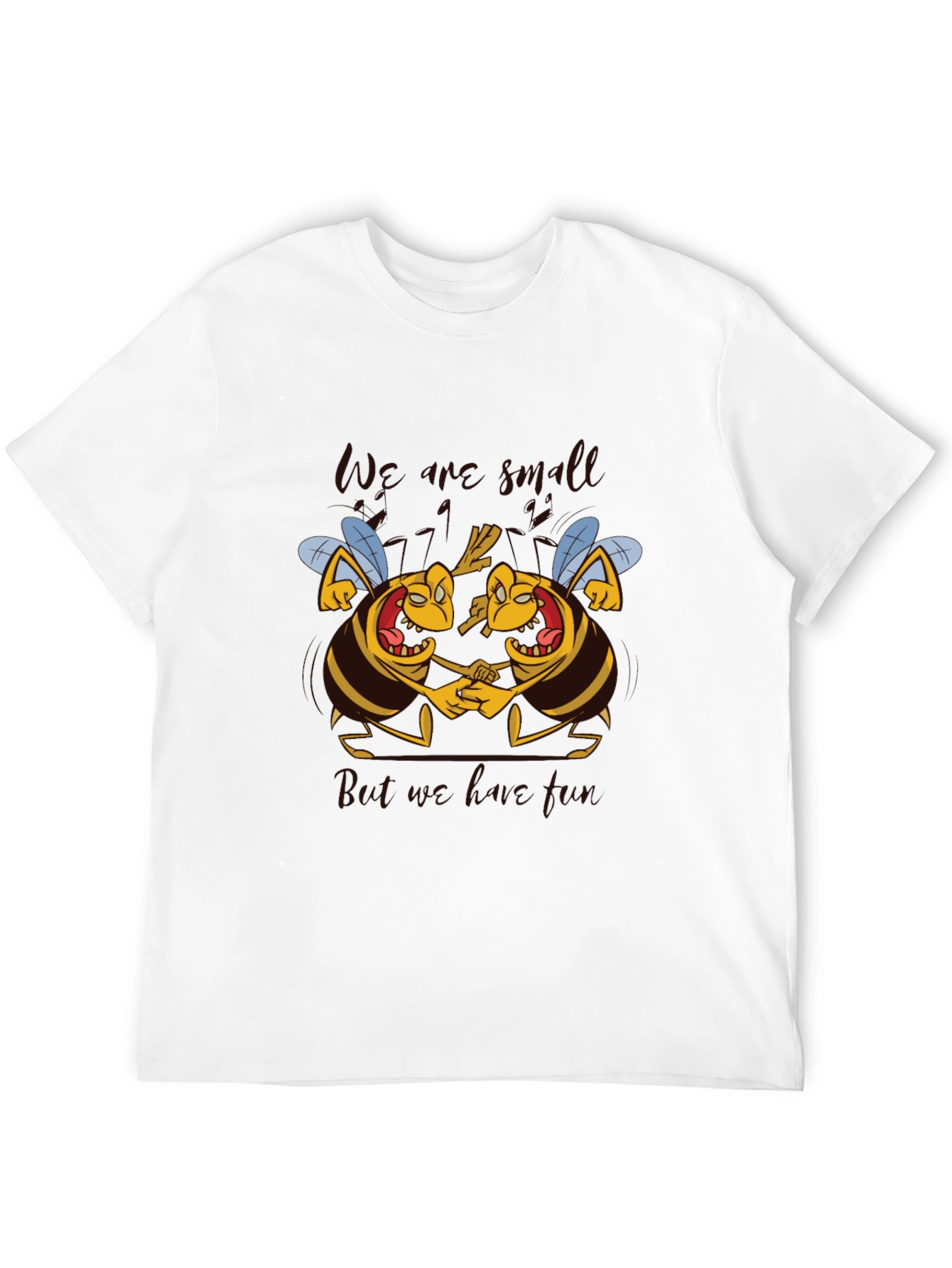 Black Cartoon Bee Graphic Tee - We are Small But We are Free T-Shirt view 12