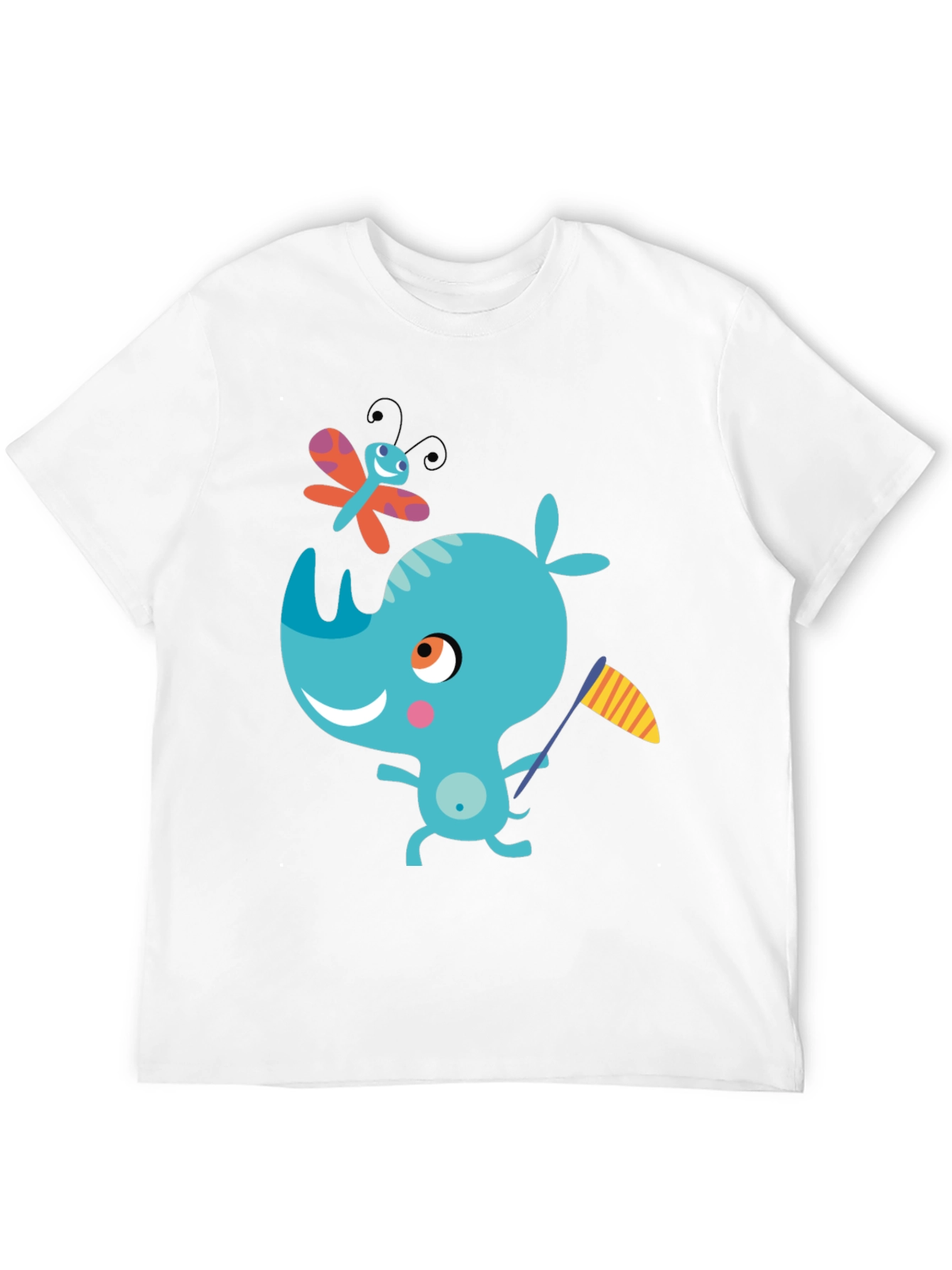 Black Cartoon Rhino Black T-Shirt view 12