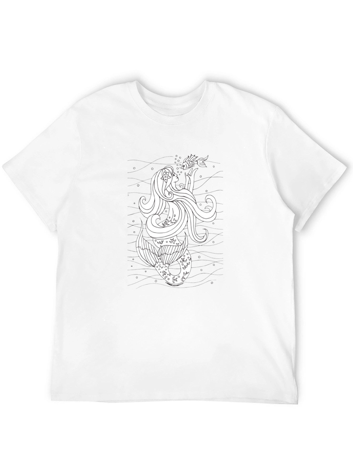 Black Mermaid & Fish Graphic T-Shirt - Black Cotton Tee view 12