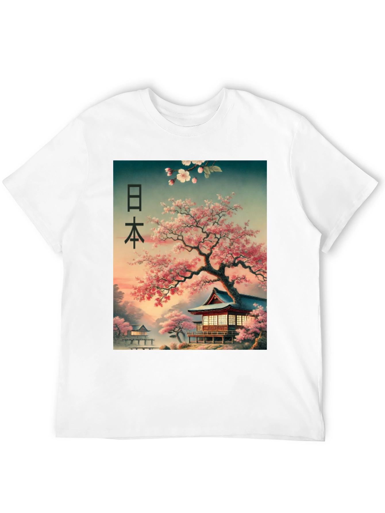Black Japanese Cherry Blossom T-Shirt view 12