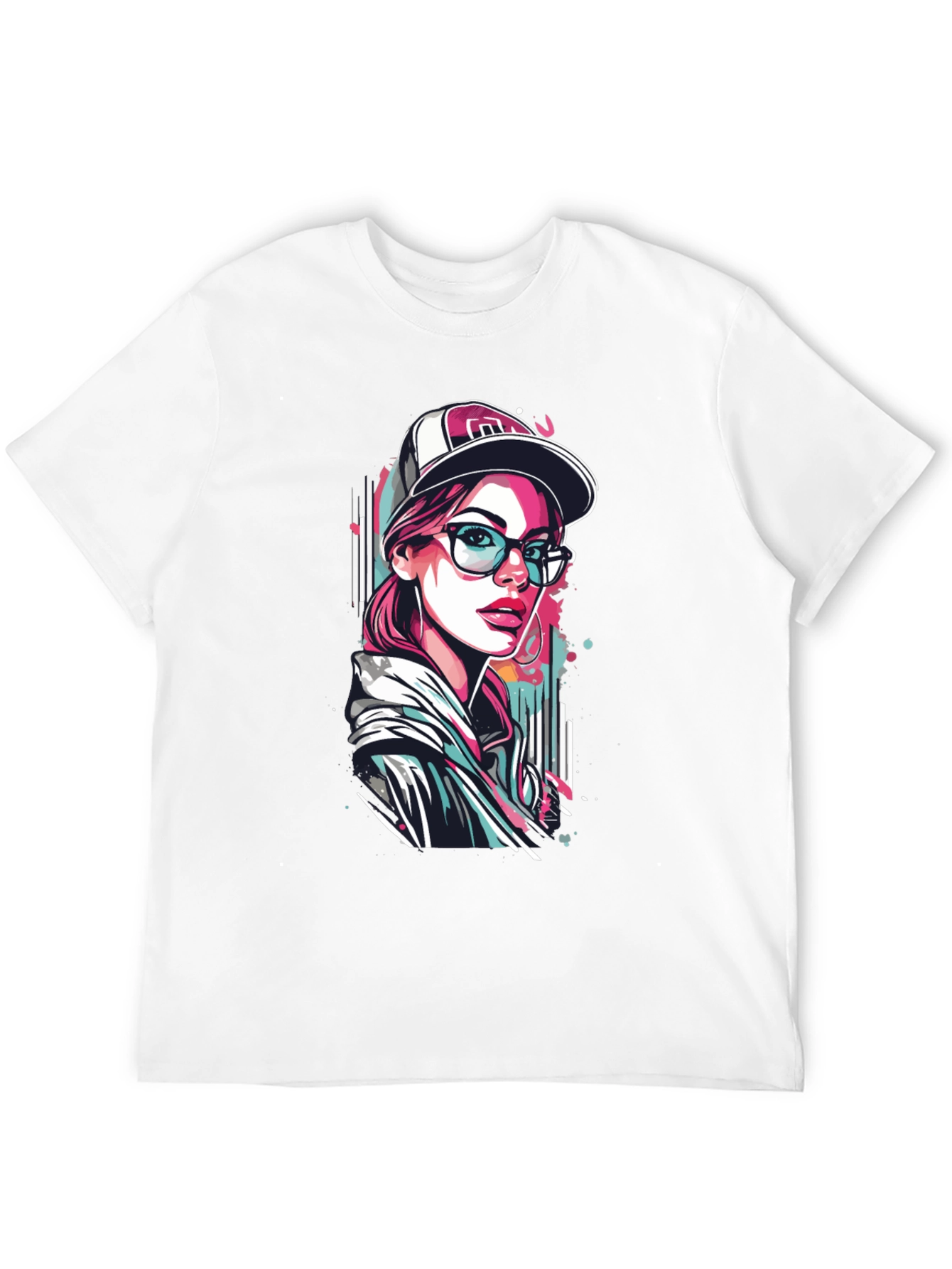 Black Stylish Woman Graphic Print Black T-Shirt view 12