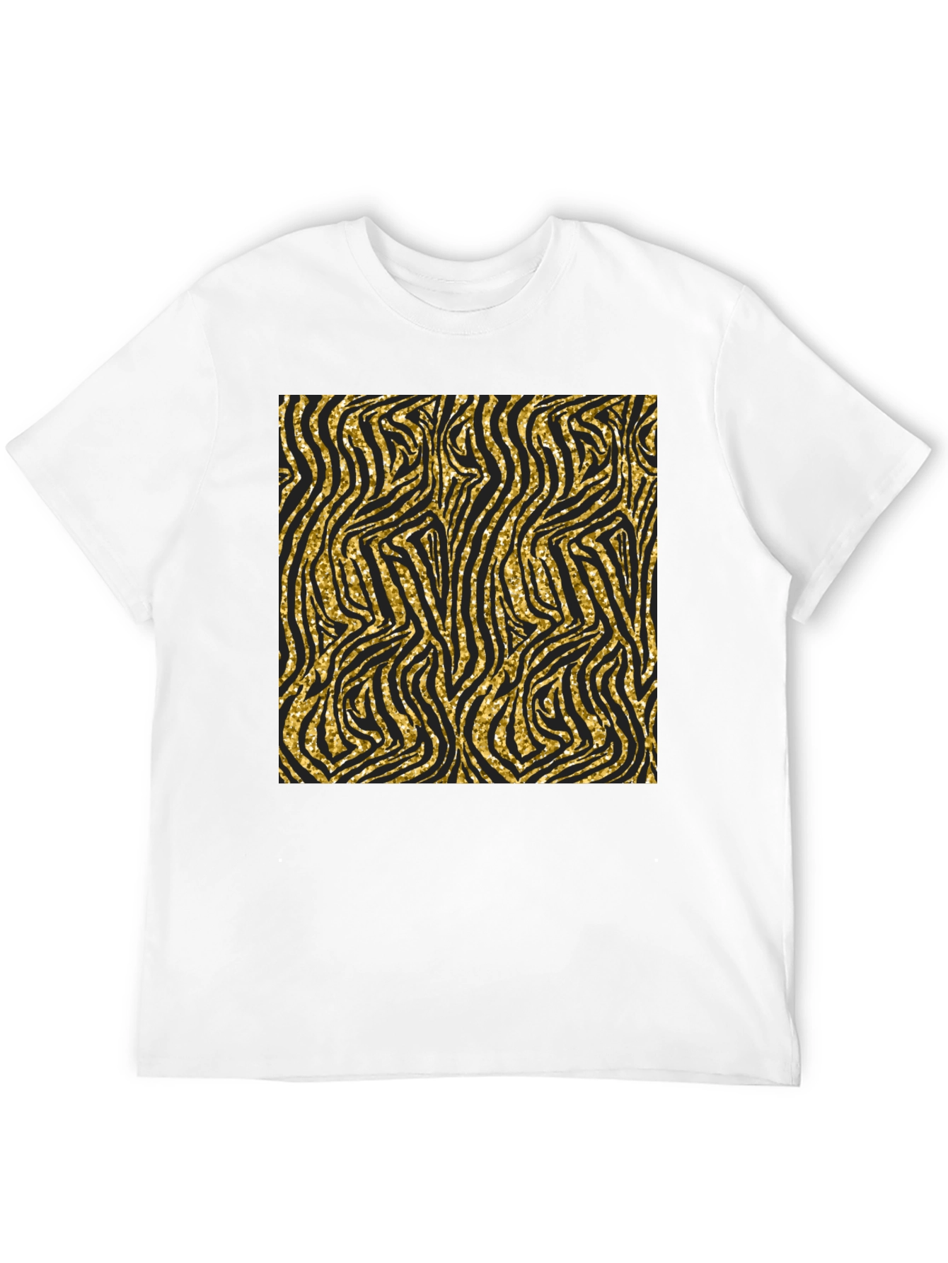 Black Gold Zebra Print Black T-Shirt view 12
