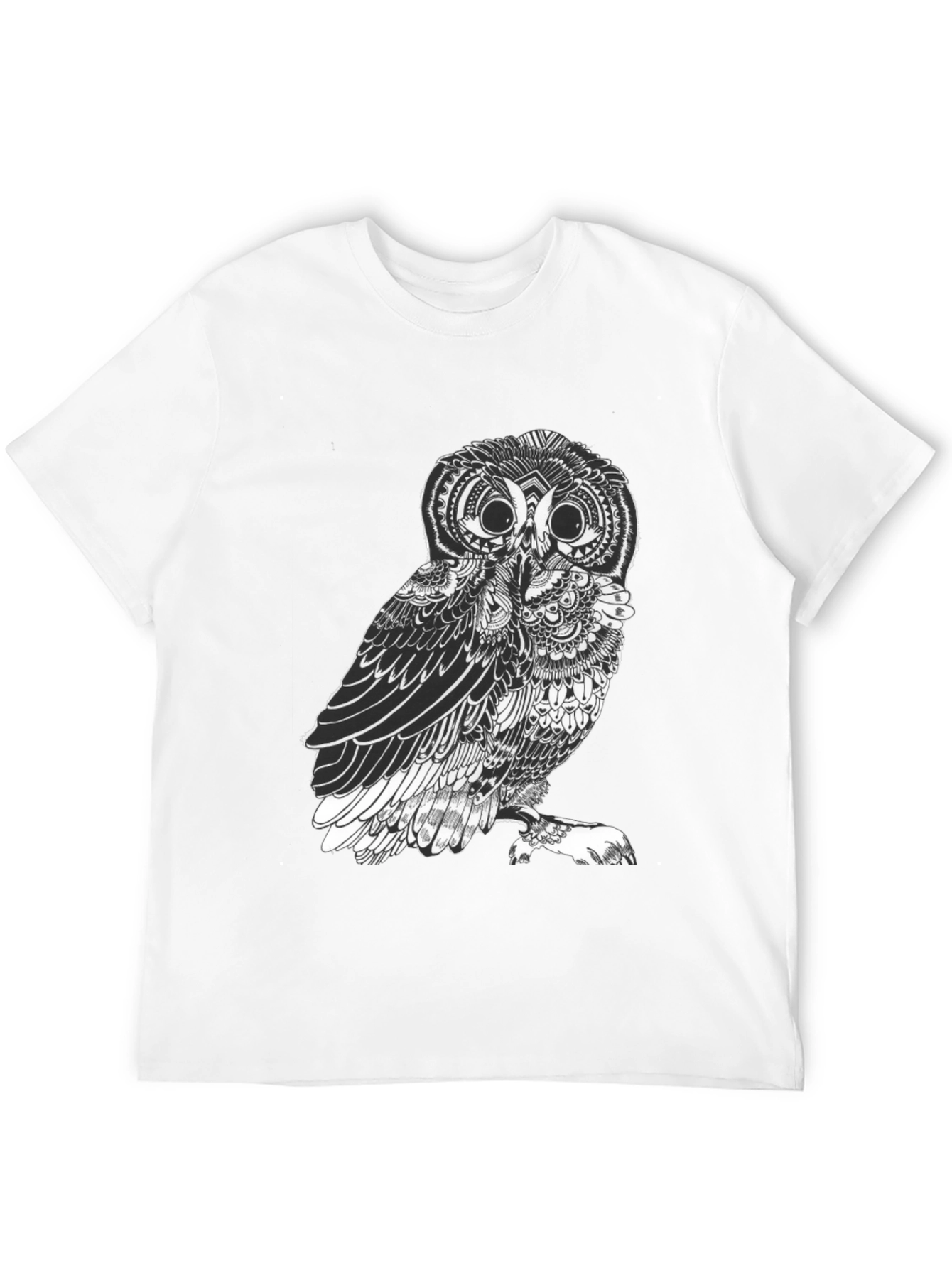 Black Men's Black Owl Graphic Tee - Unique Design view 12