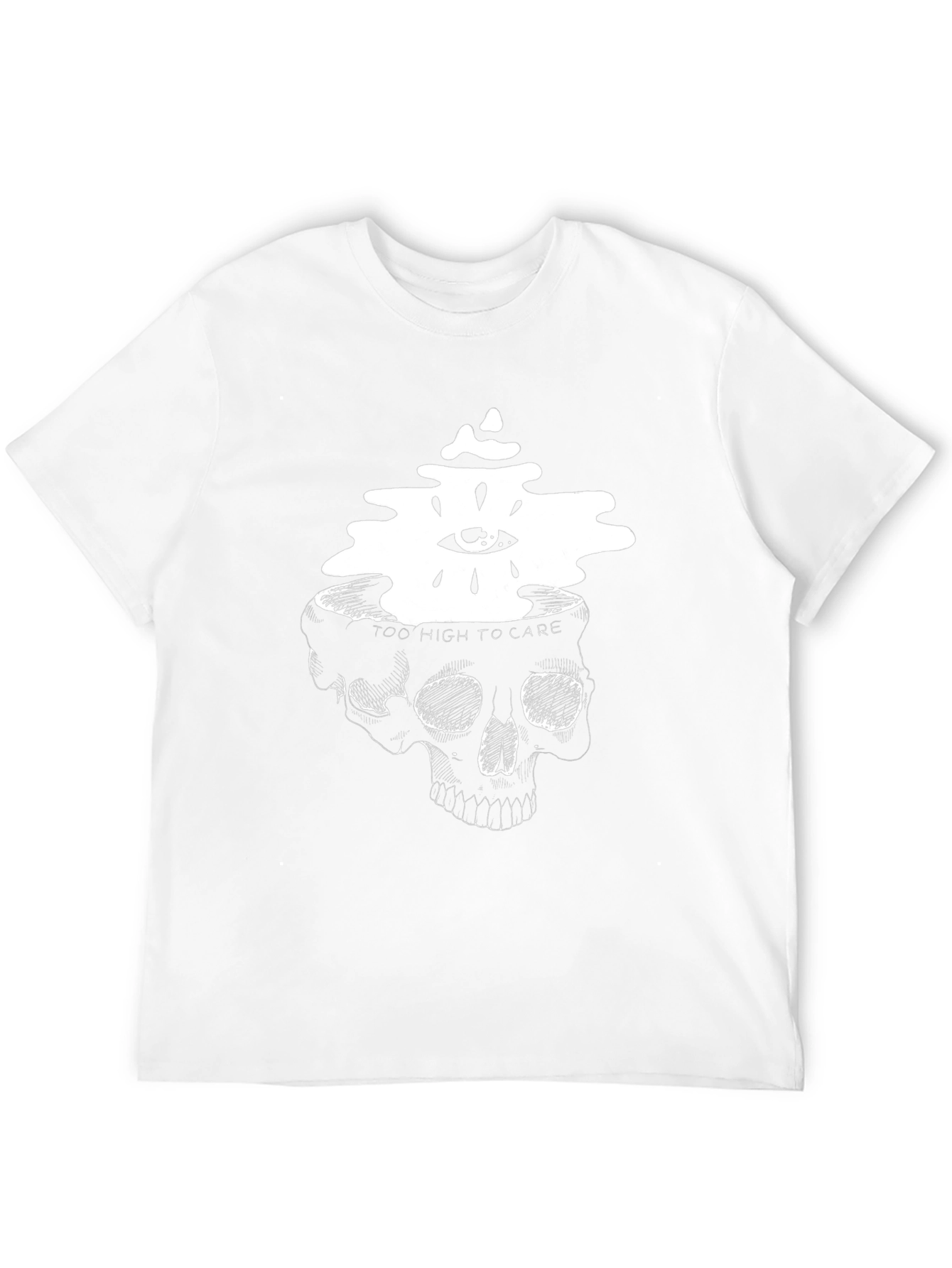 Black Skull Head T-Shirt: Too High to Care view 12