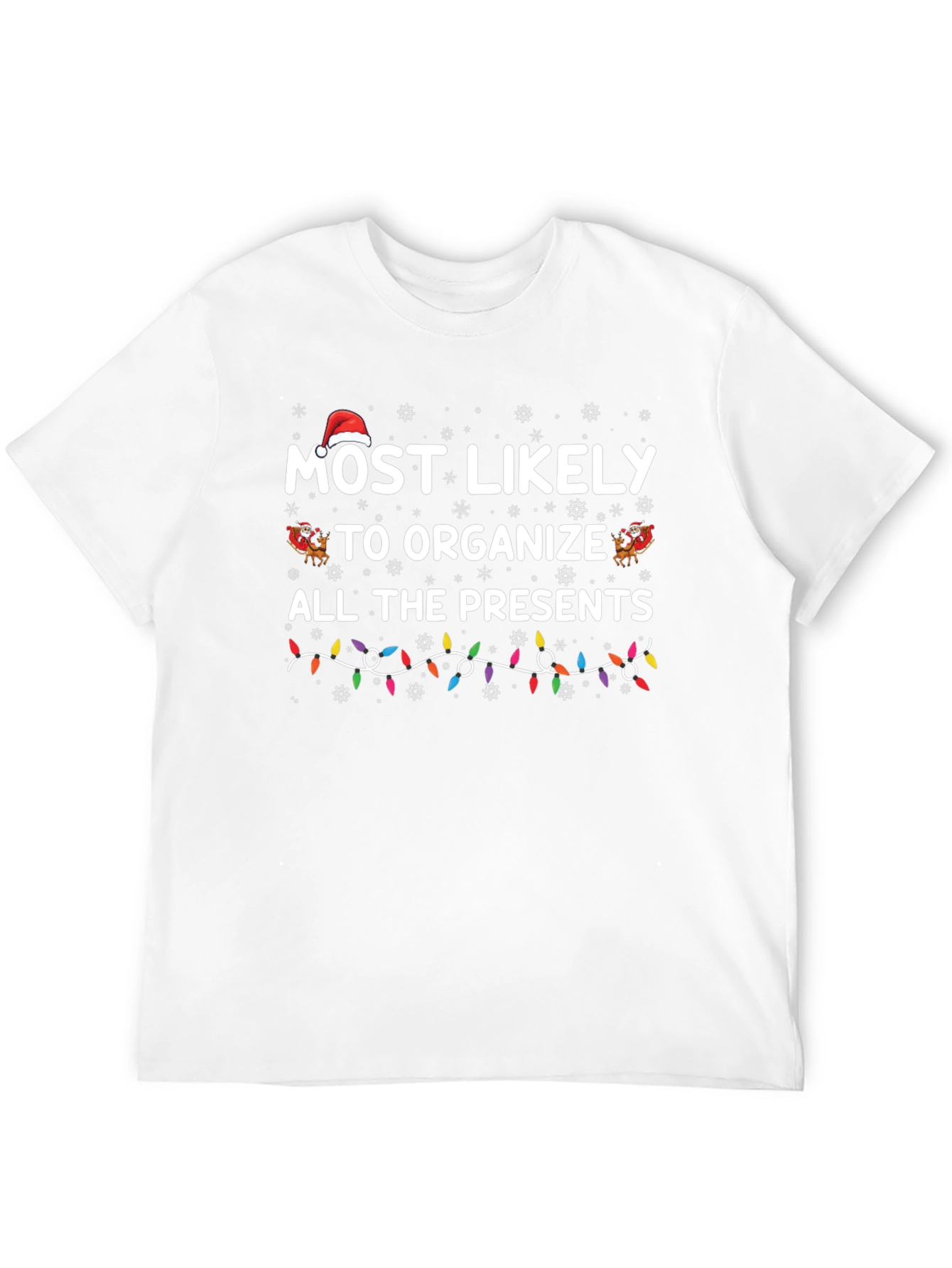 Black Most Likely to Organize Presents Christmas T-Shirt view 12