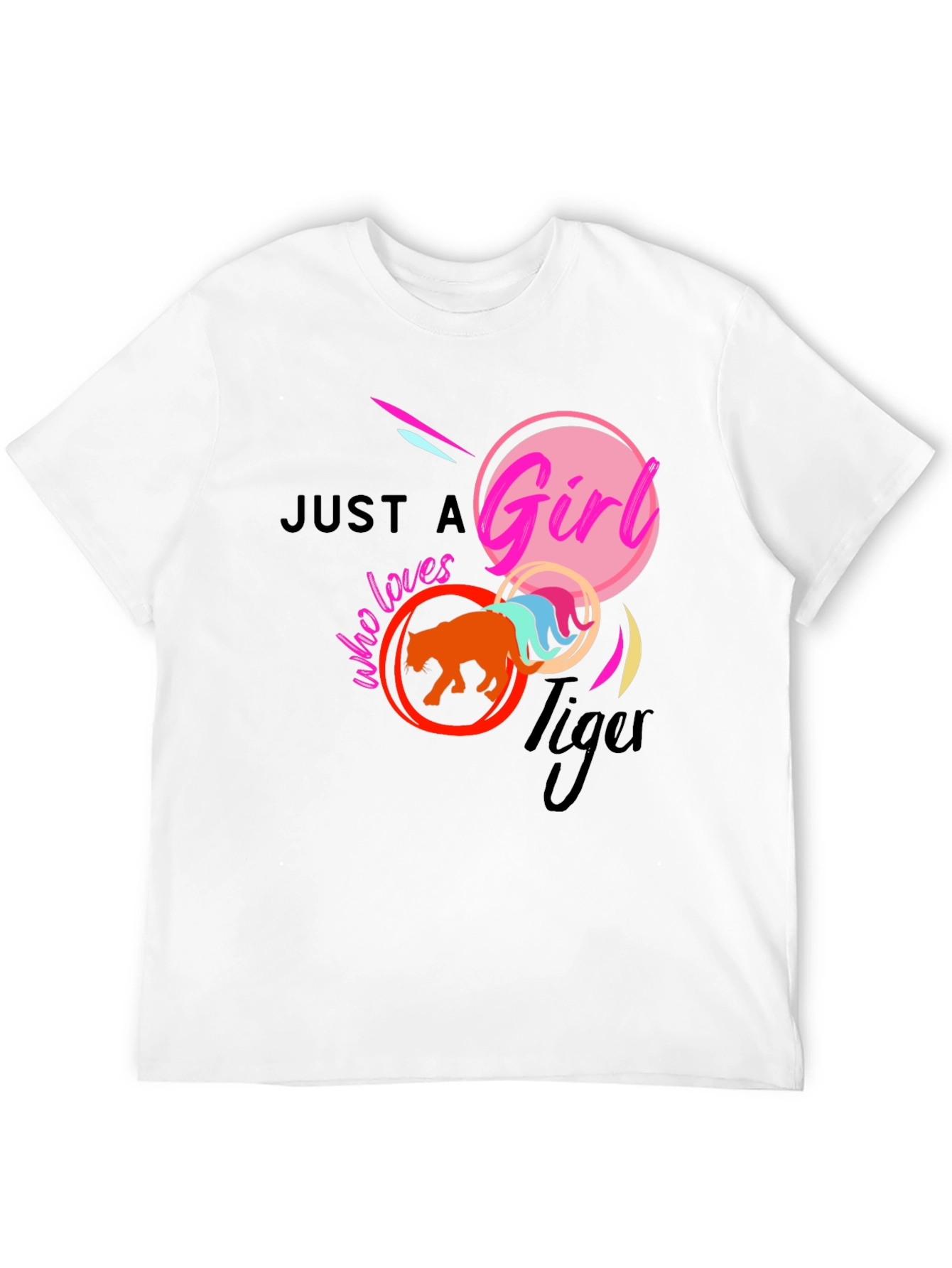 Black Just A Girl Who Loves Tigers Graphic T-Shirt view 12