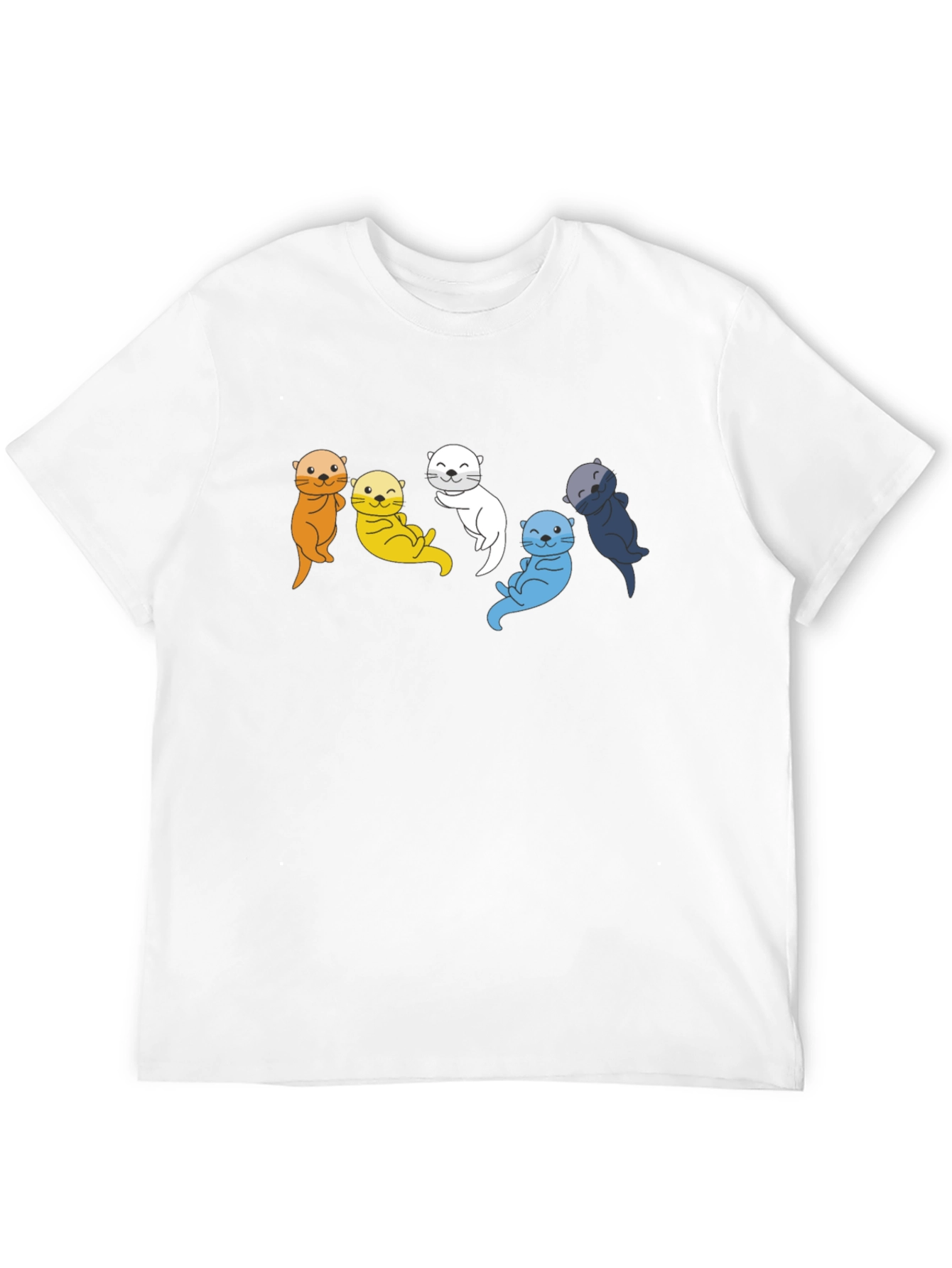 Black Colorful Otter Group Graphic Tee - Black Cotton T-Shirt view 12