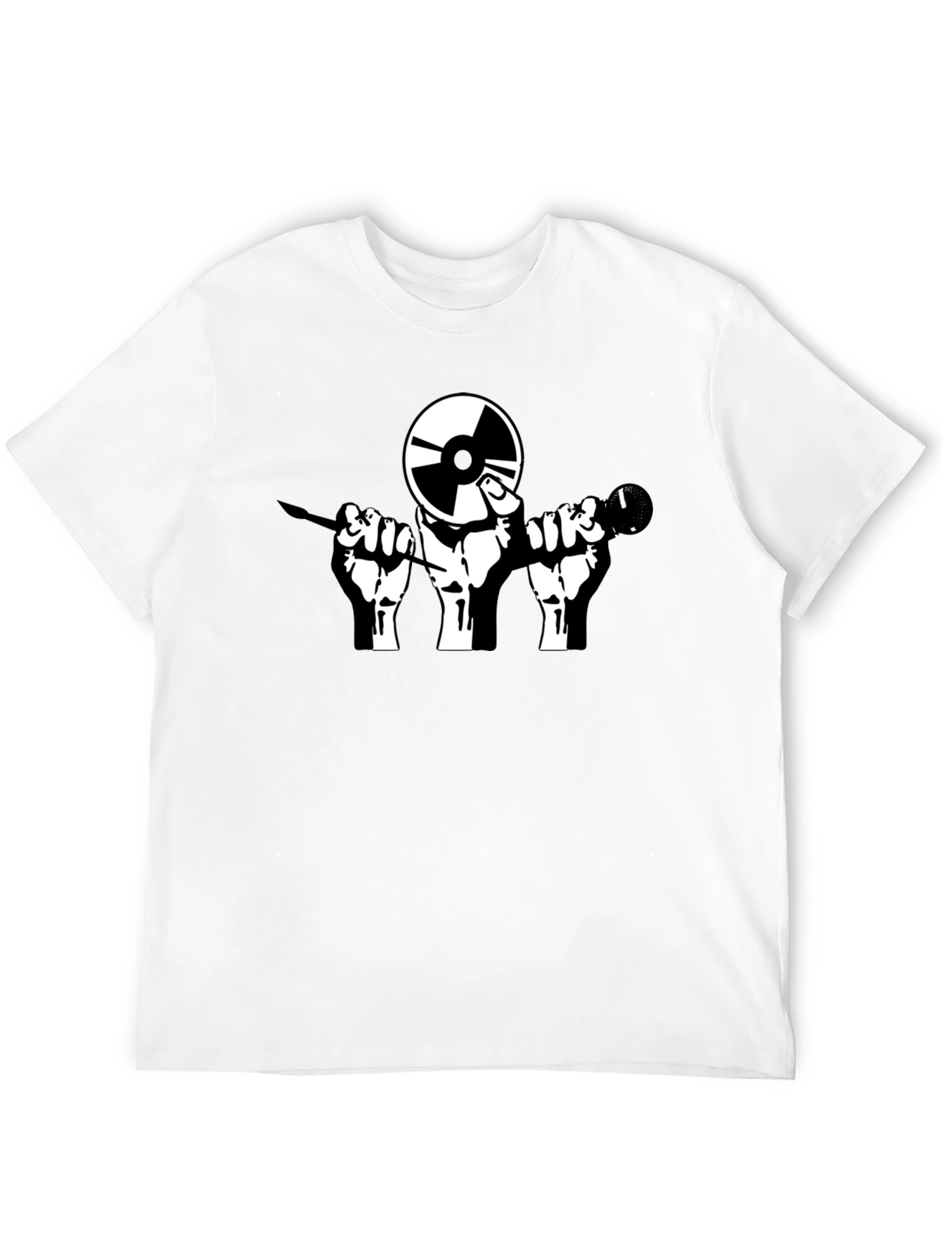 Black Black DJ Record & Microphone Graphic T-Shirt view 12