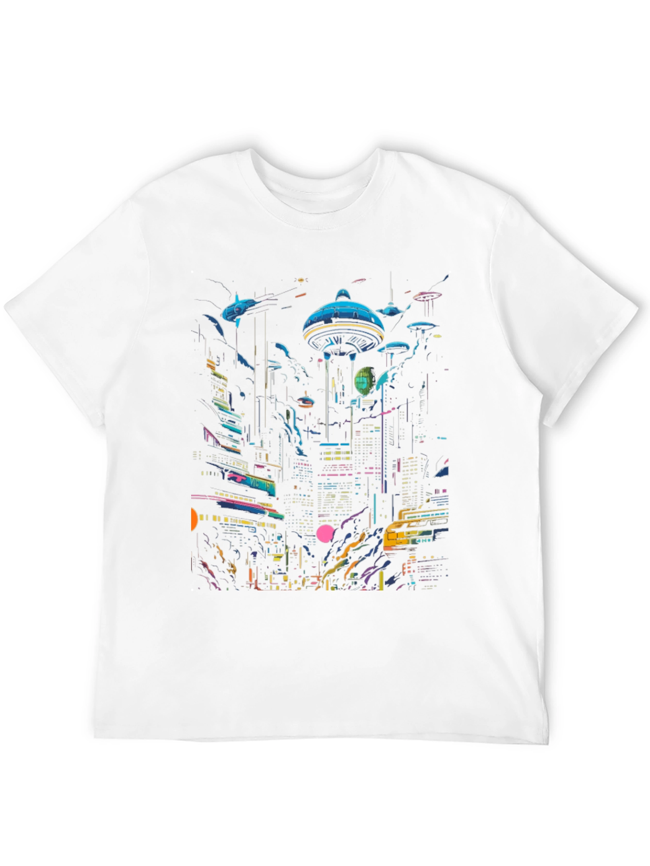 Black Neon Cityscape Graphic Tee - Retro Future Design view 12