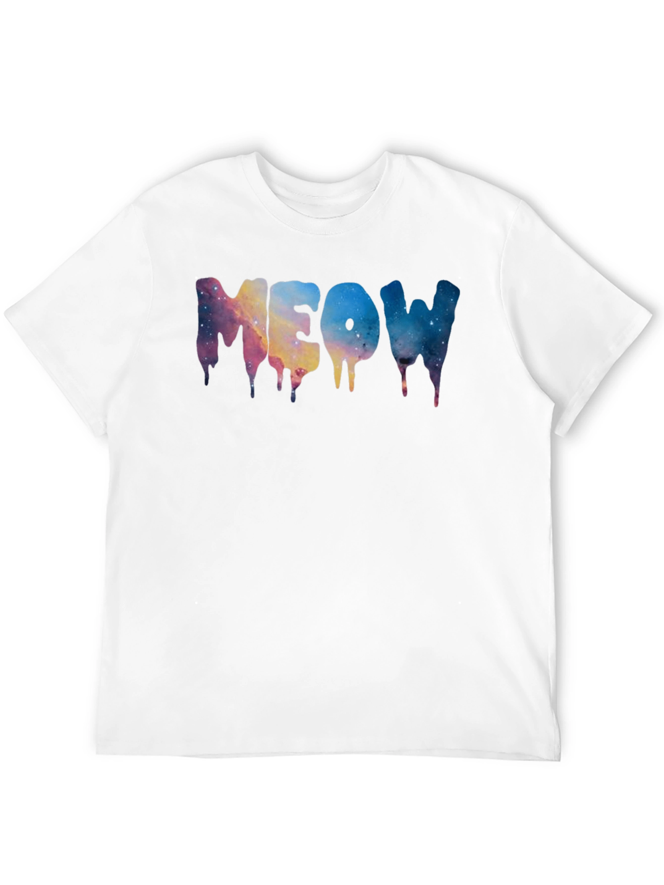 Black Meow Galaxy Drip Black T-Shirt view 12