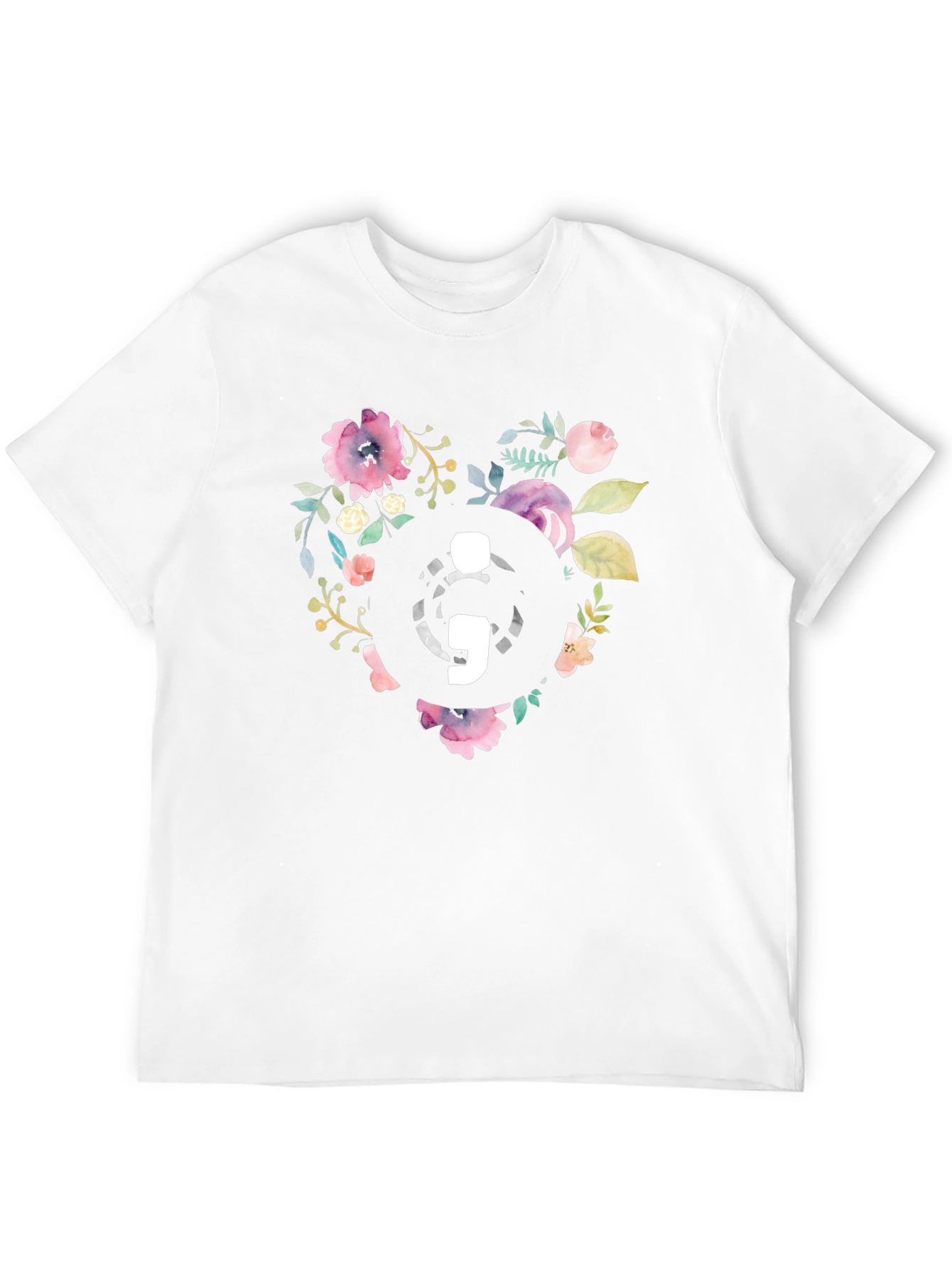 Black Floral Semicolon Heart Graphic Tee - Black view 12