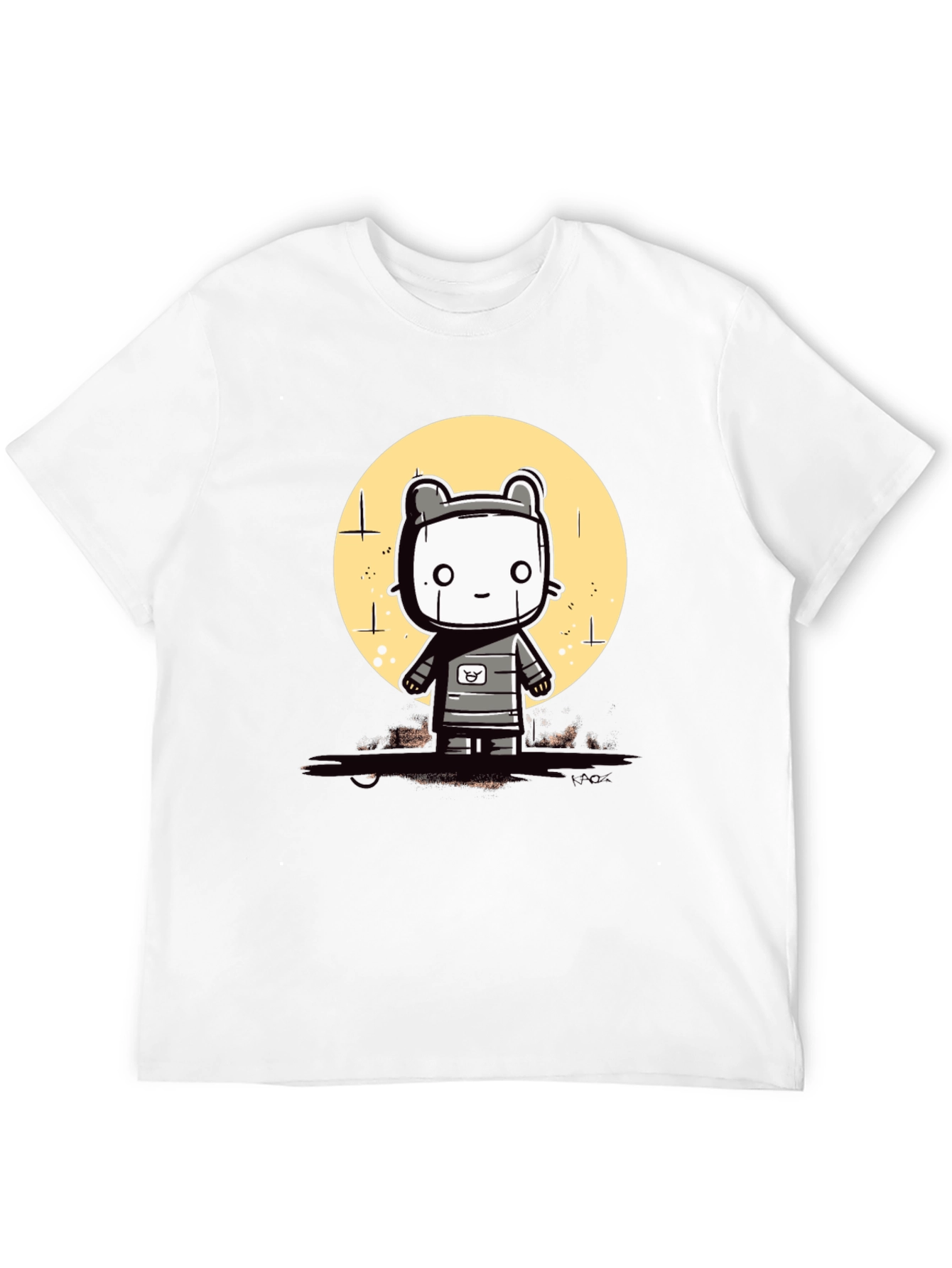 Black Cute Robot Graphic Tee - Black Cotton Blend view 12