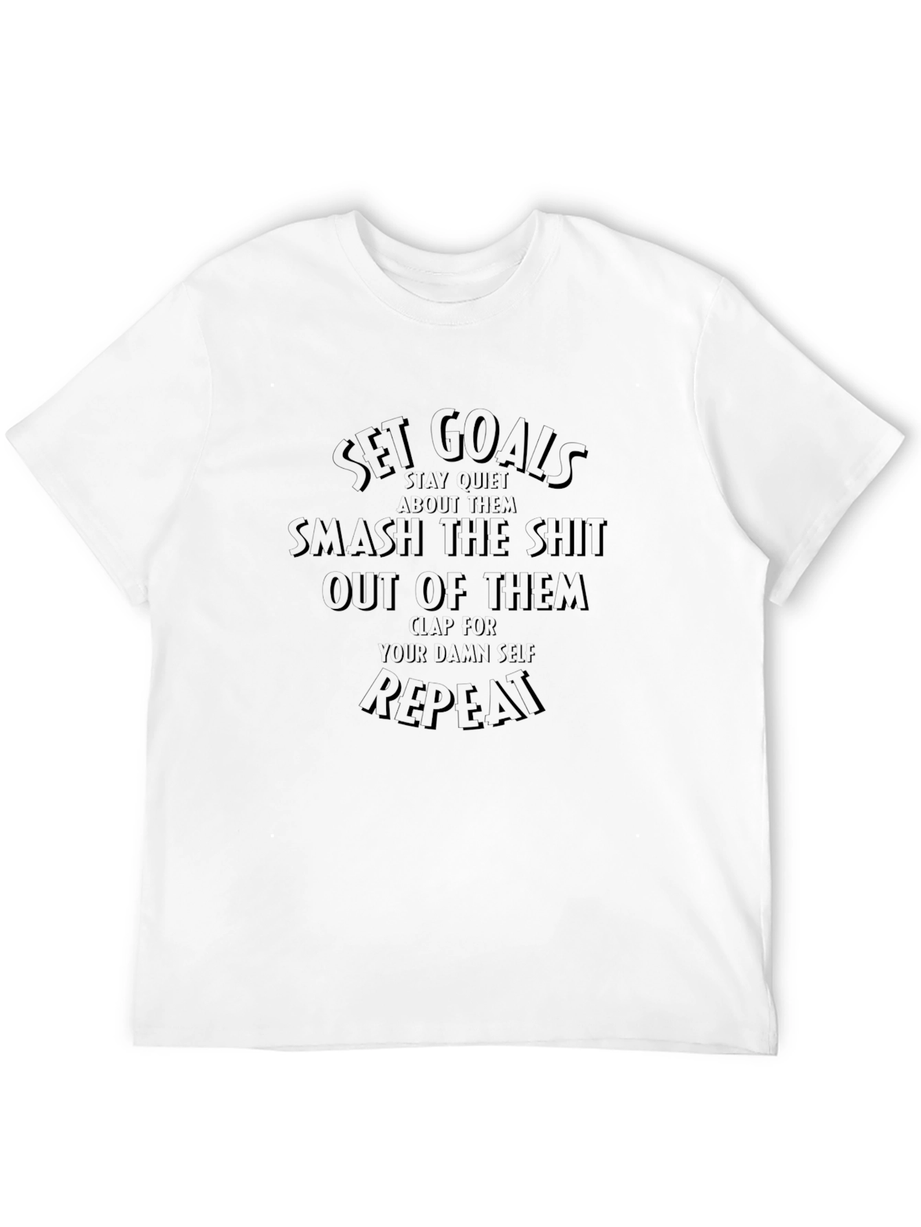 Black Motivational 'Set Goals' Graphic Tee - Black view 12