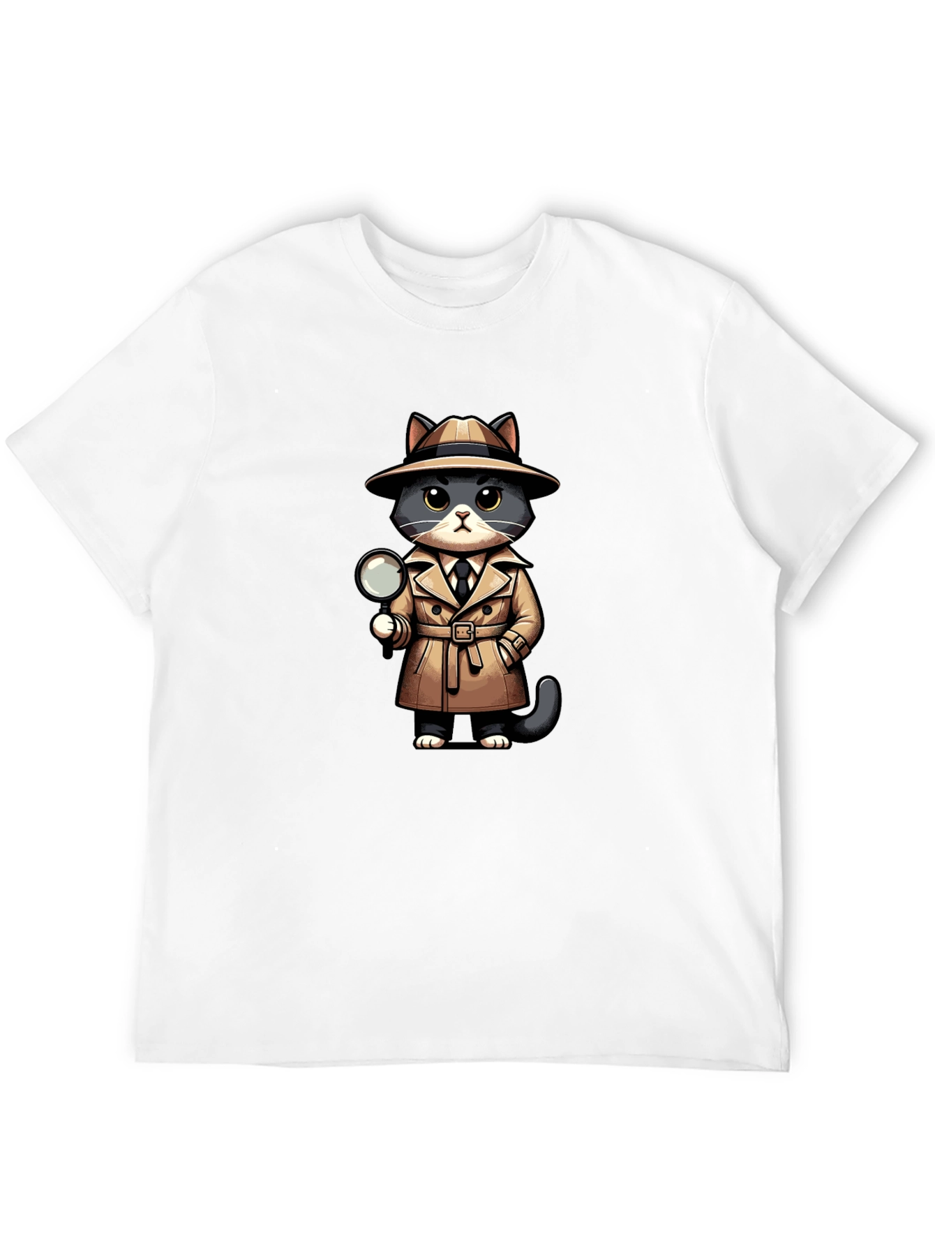 Black Detective Cat Graphic T-Shirt view 12